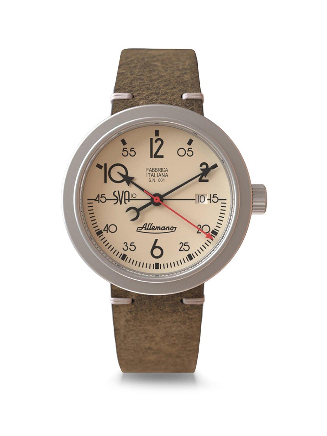 Allemano Special SVA Flight Edition White Dial Sandblasted Steel Green Nato Strap Watch
