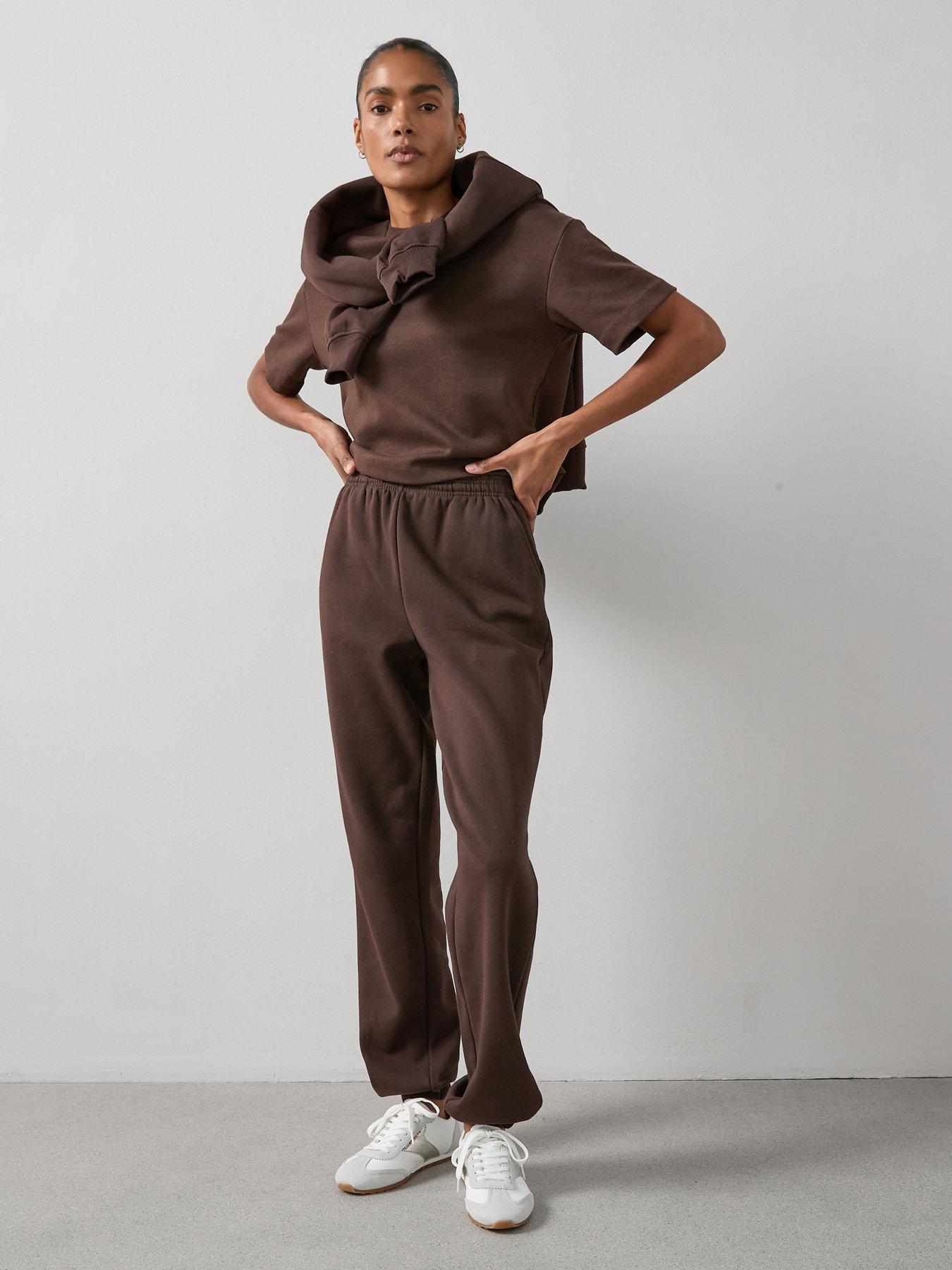 undefined Relaxed Cuffed Essential Joggers- Brown