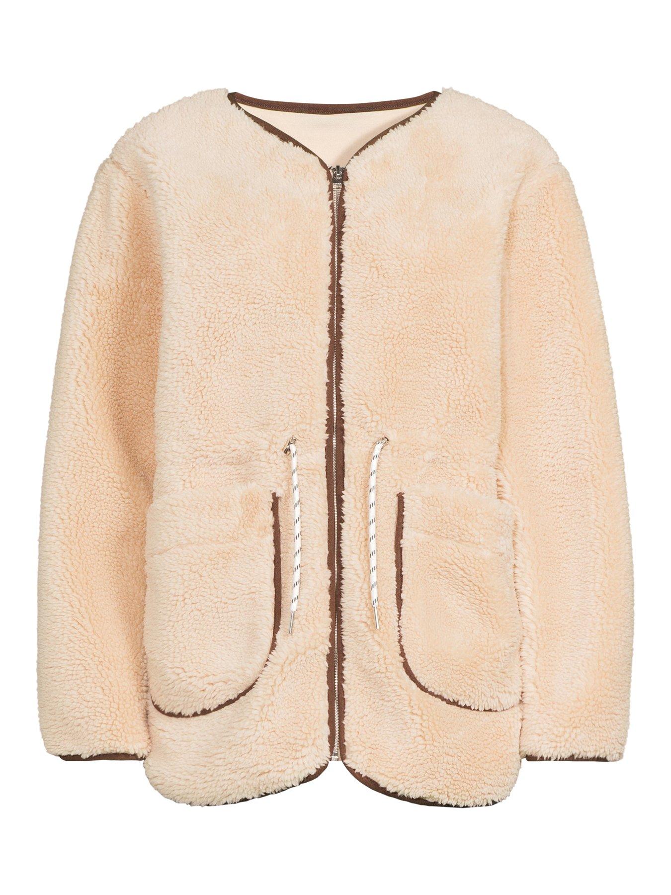 Image 7 of 7 of V by Very Tie Waist Borg &nbsp;Jacket - Cream
