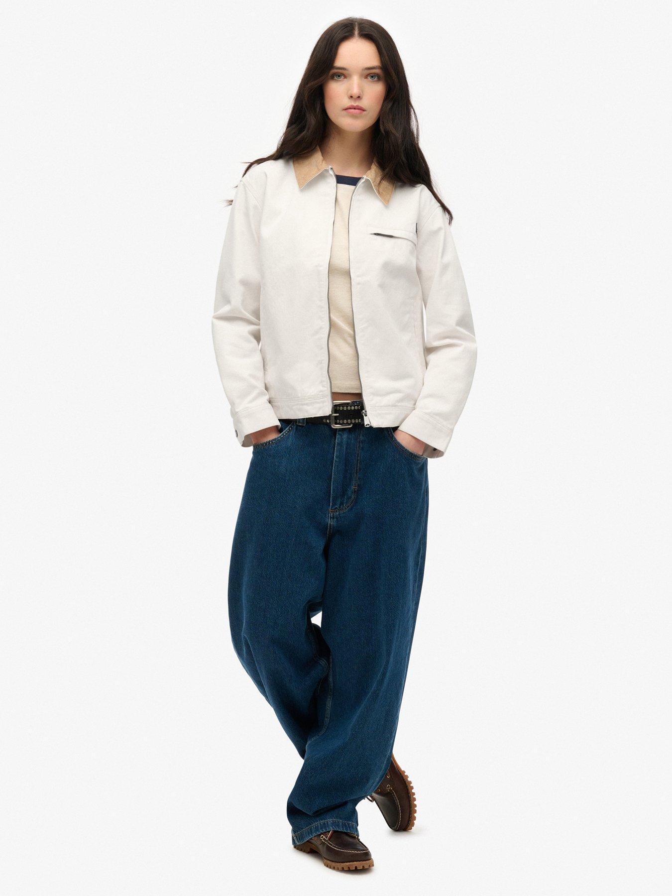 Image 3 of 4 of Superdry Cord Collar Ranch Jacket - White