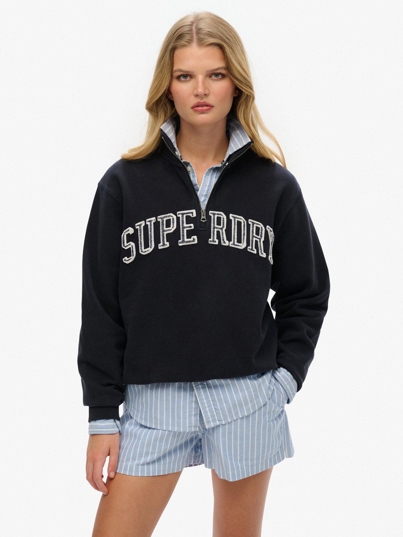 Superdry Athletic Essentials Applique Half Zip Sweatshirt - Navy