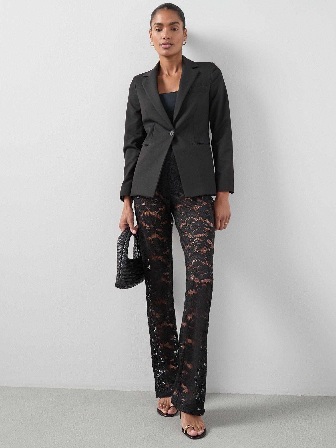 The Very Collection Lace Trousers - Black