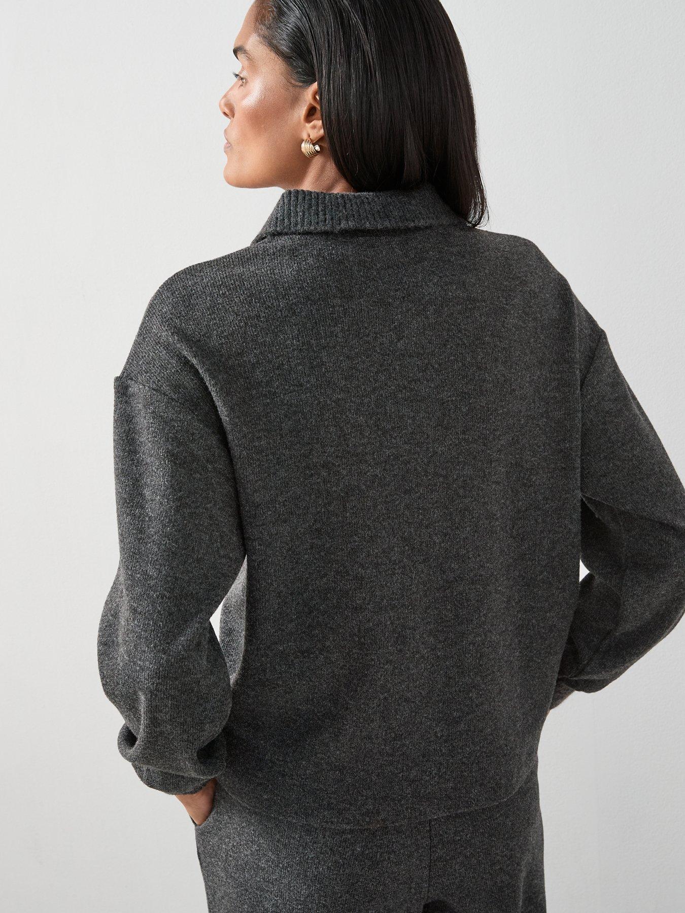 Image 2 of 6 of The Very Collection Button Through Collar Detail Soft Touch Top Co-ord - Grey