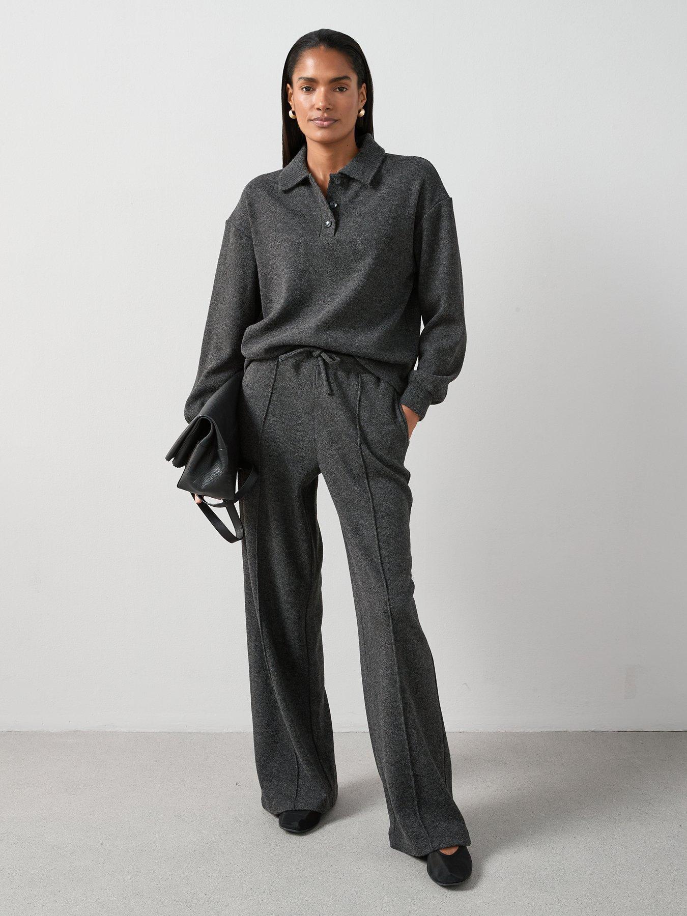 Image 3 of 6 of The Very Collection Button Through Collar Detail Soft Touch Top Co-ord - Grey