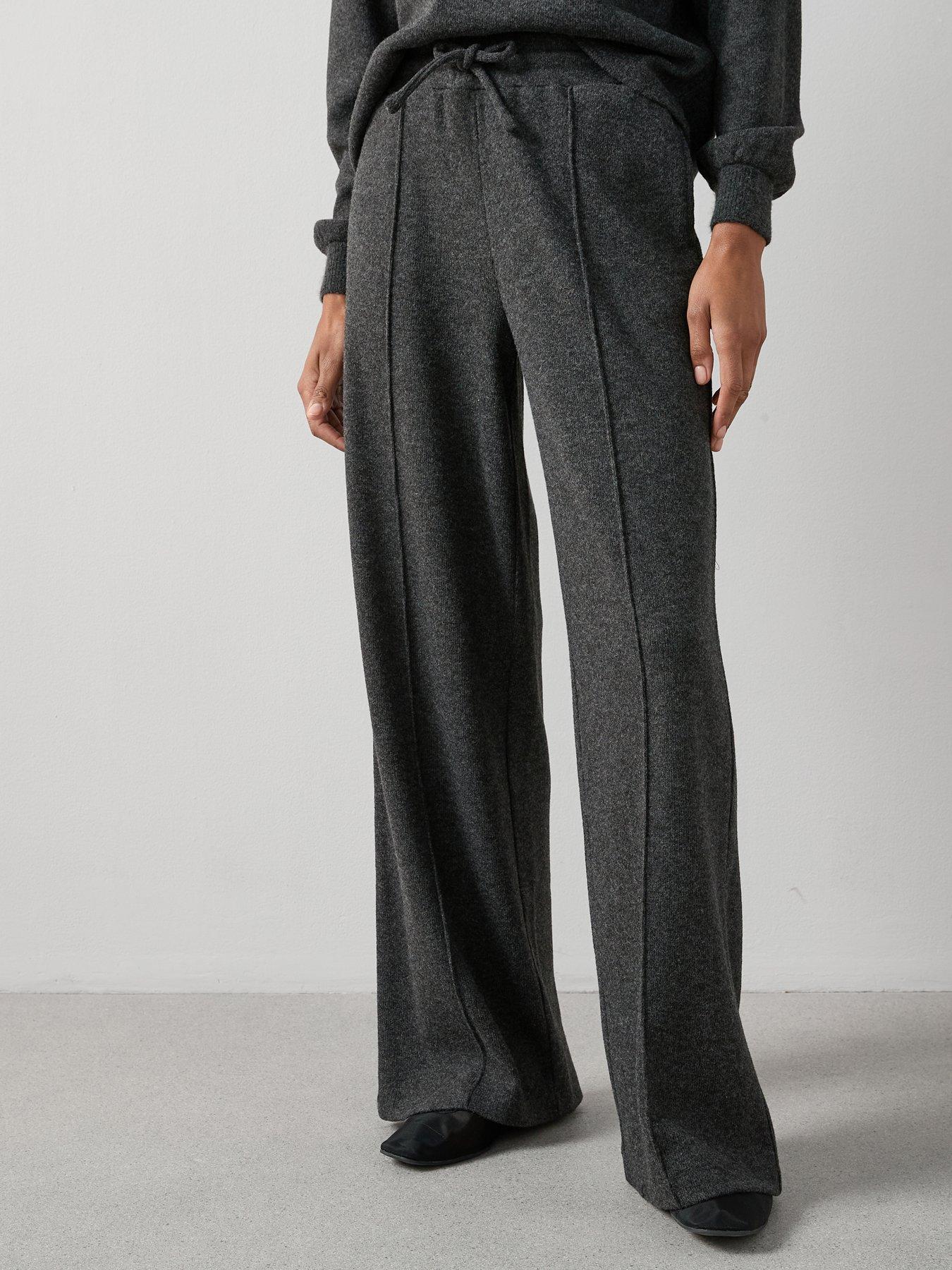 Image 1 of 6 of The Very Collection Soft Touch Wide Leg Trousers Co-ord - Grey