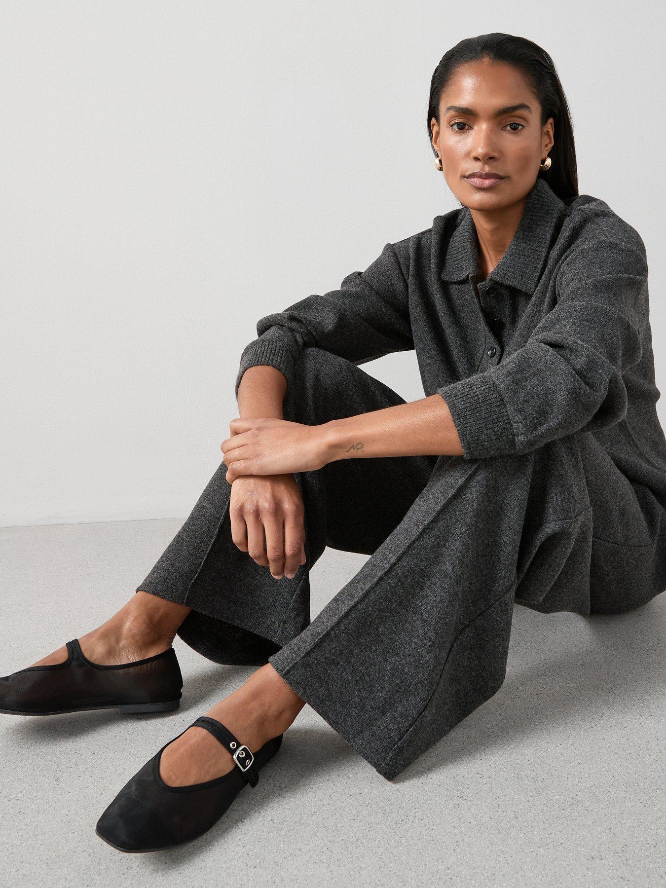 Image 4 of 6 of The Very Collection Soft Touch Wide Leg Trousers Co-ord - Grey