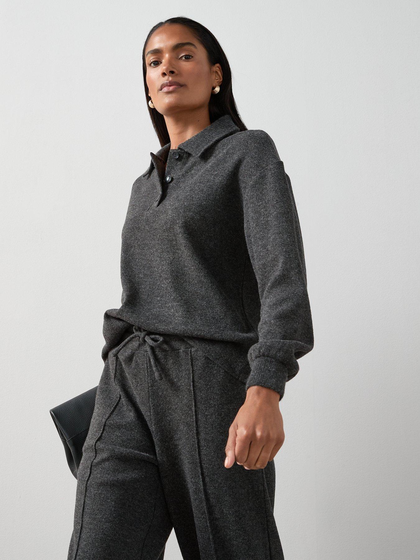 Image 5 of 6 of The Very Collection Soft Touch Wide Leg Trousers Co-ord - Grey