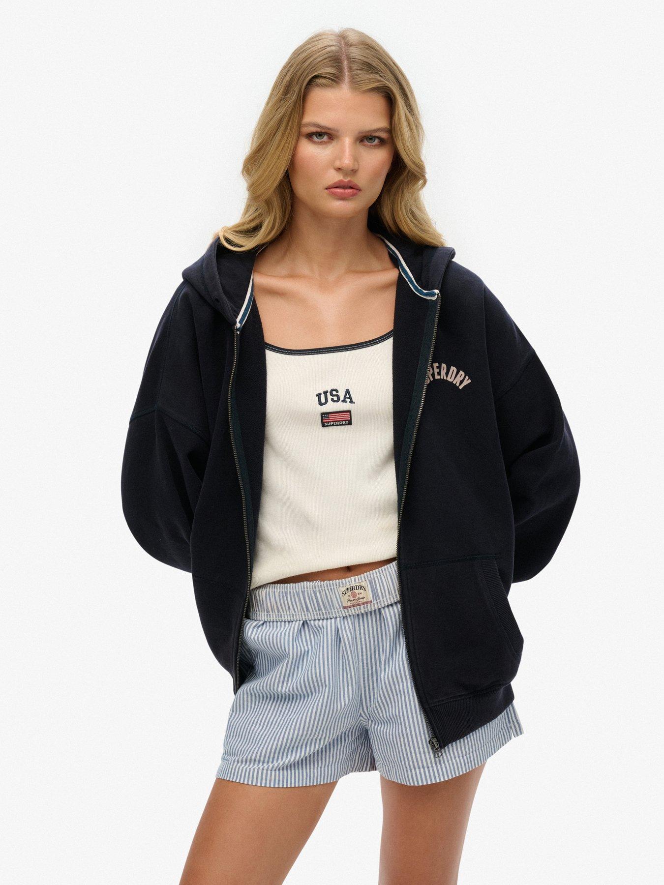 undefined Athletic Essentials Oversized Zip Hoodie - Navy