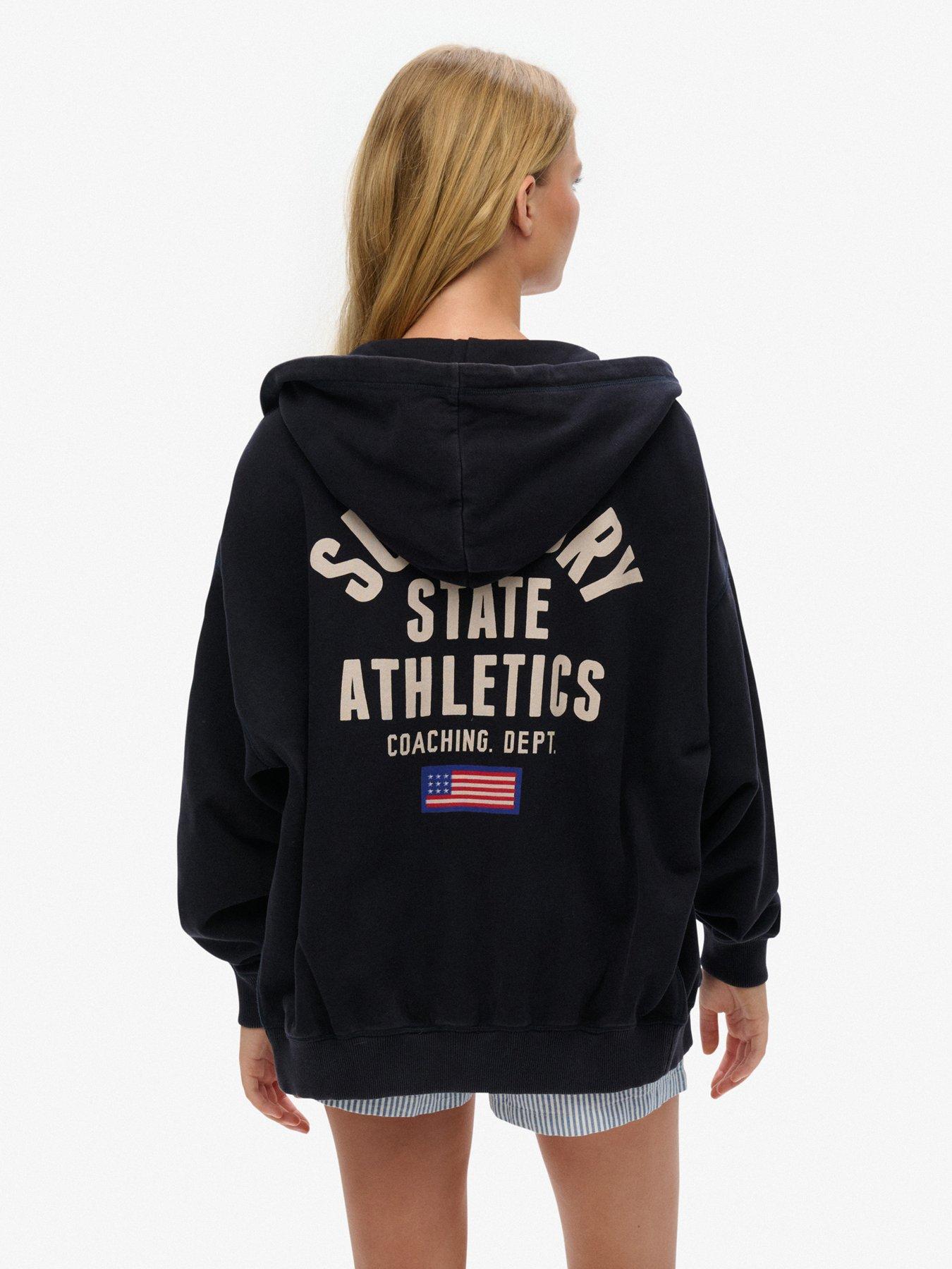 Image 2 of 5 of Superdry Athletic Essentials Oversized Zip Hoodie - Navy