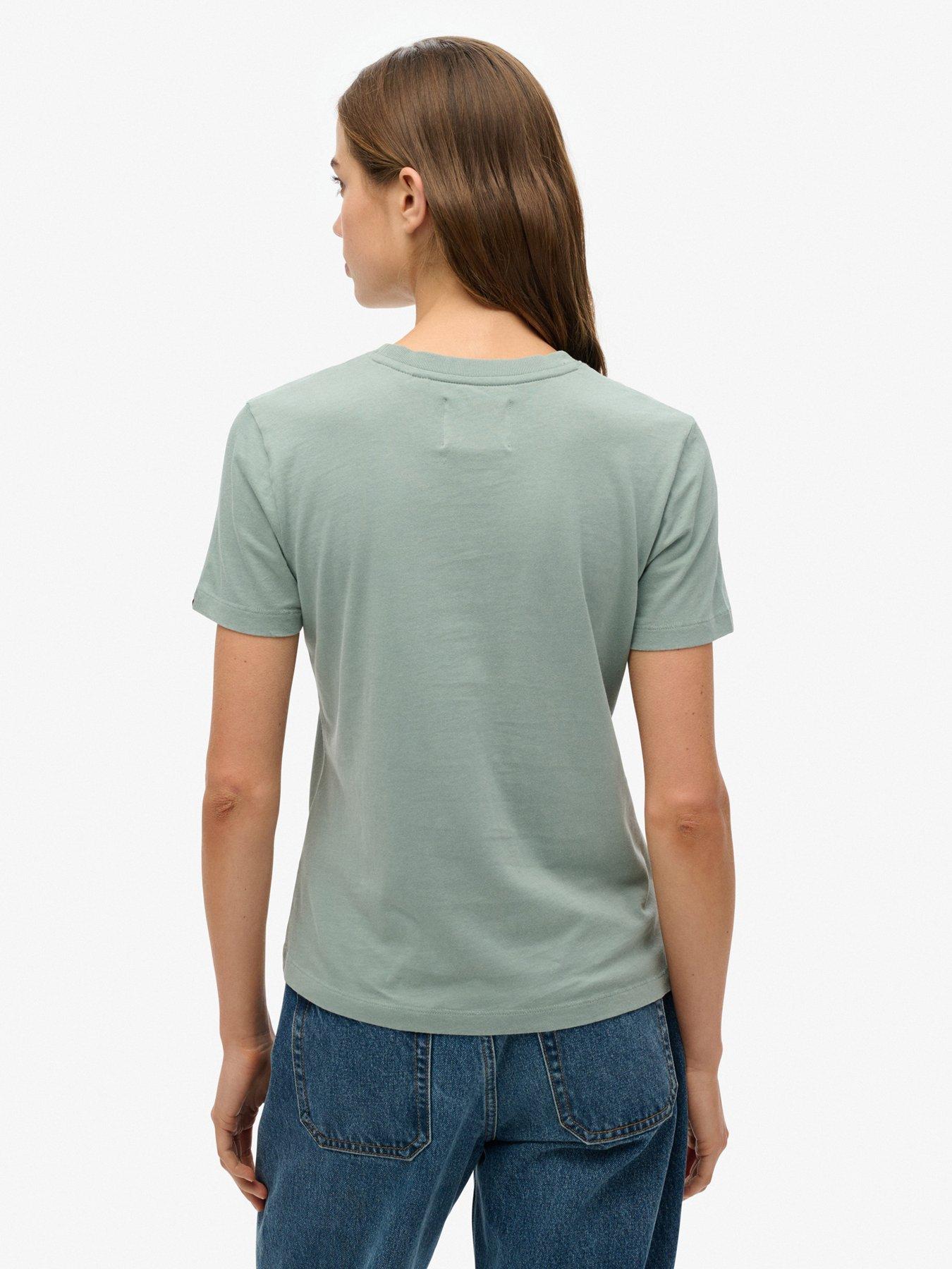 Image 2 of 5 of Superdry Vintage Logo Rhinestone Slim T-Shirt - Blue