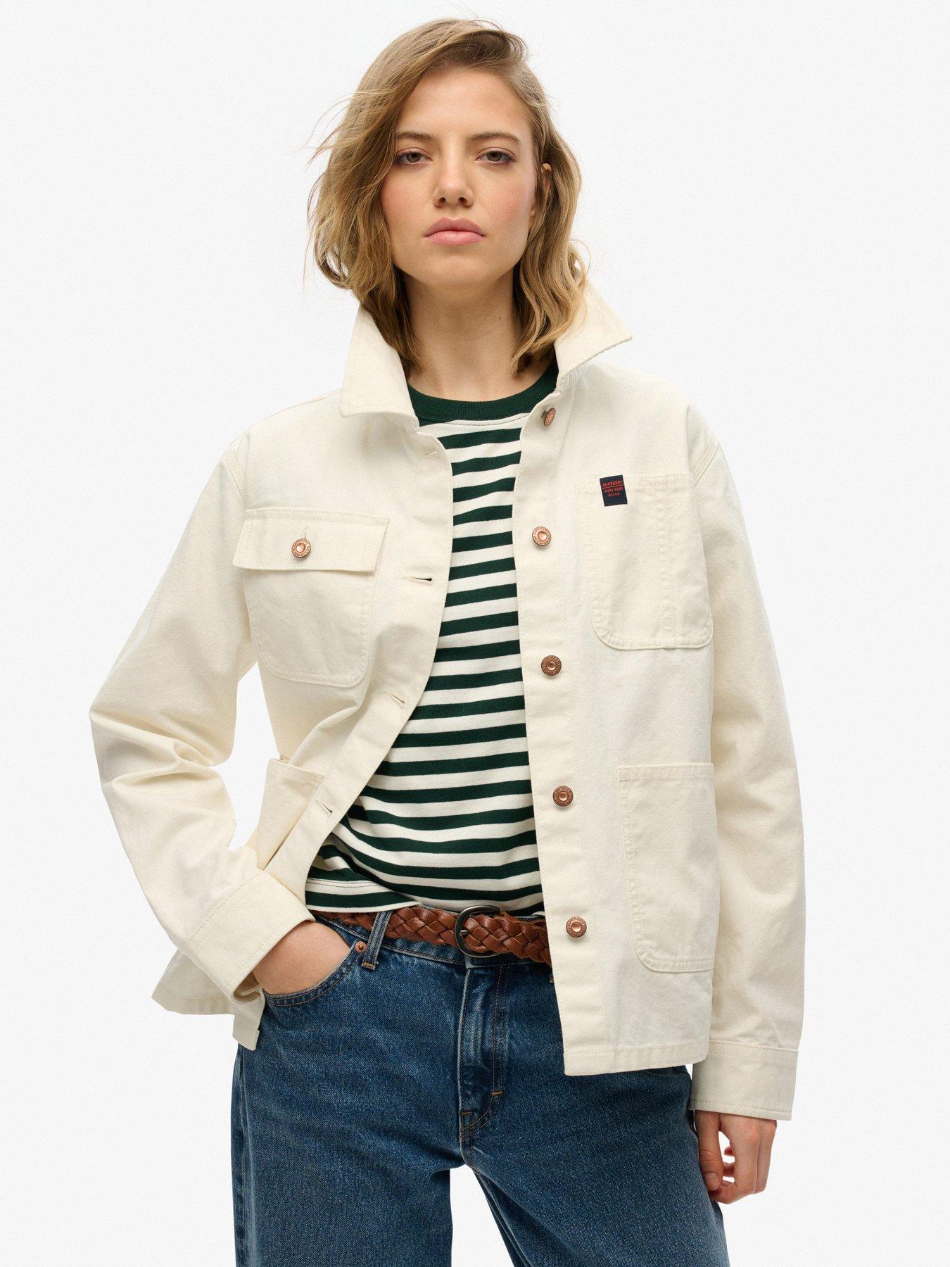 Superdry Women's White Work Jacket Chore - Image 2