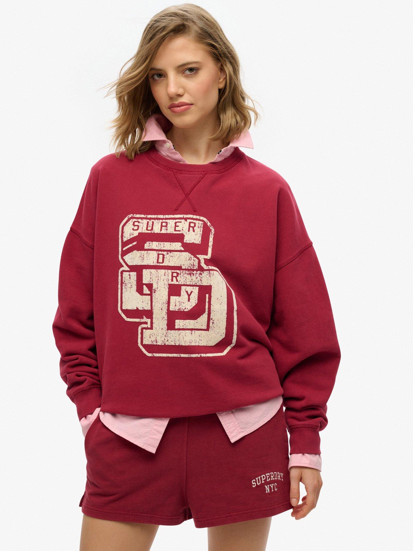undefined Athletic Essentials Relaxed Flock Crew Sweatshirt - Red