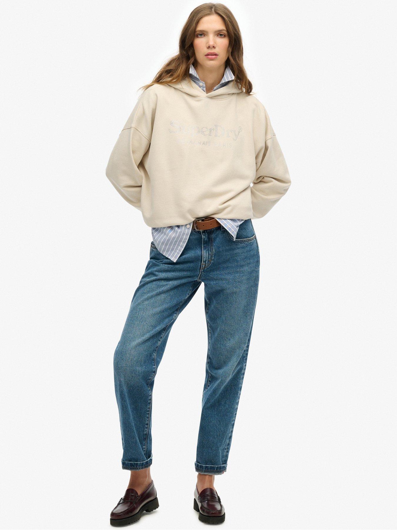 Image 3 of 5 of Superdry Venue Metallic Relaxed Hoodie - Beige