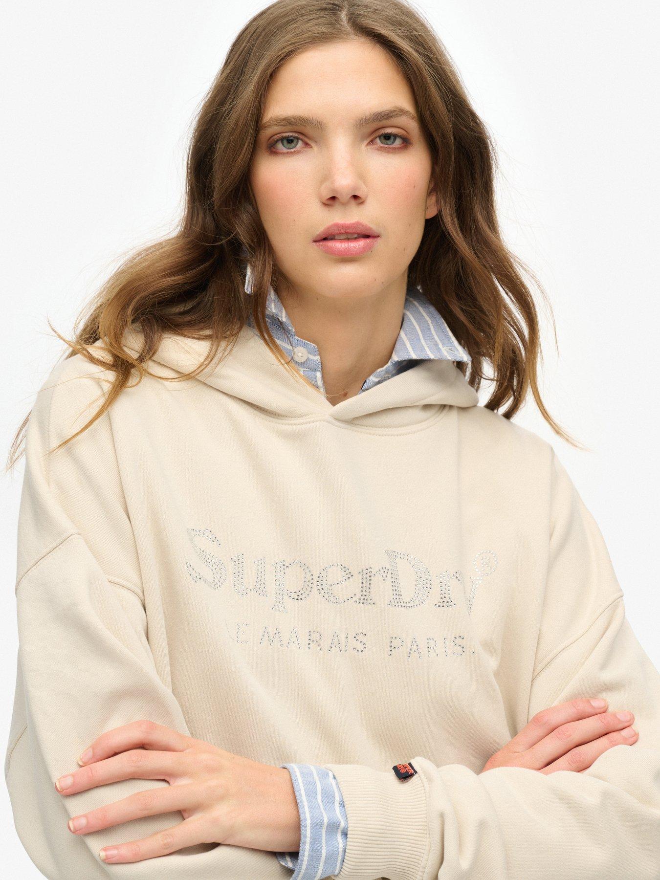 Image 4 of 5 of Superdry Venue Metallic Relaxed Hoodie - Beige