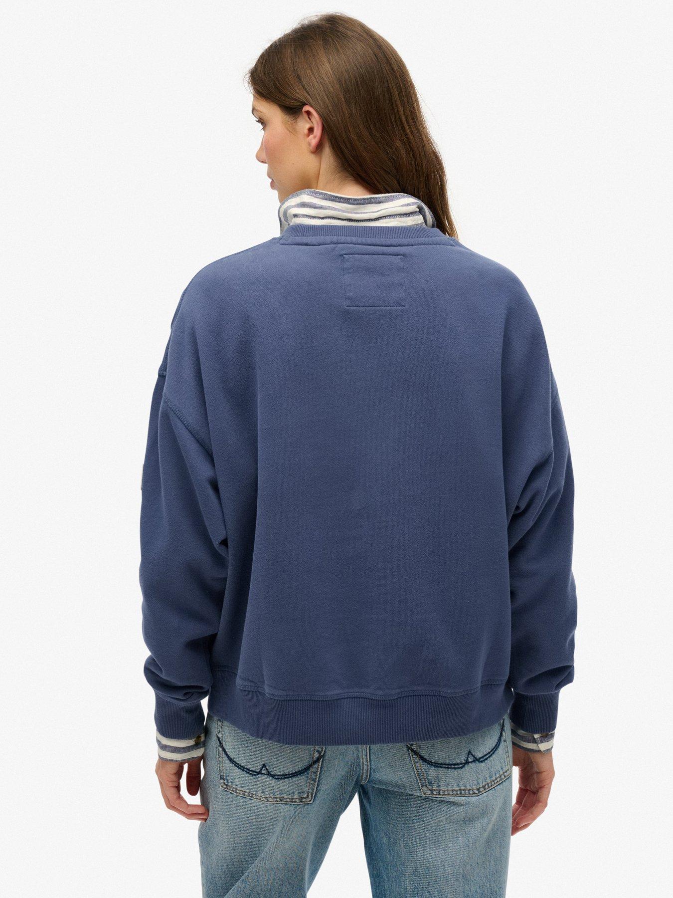 Image 2 of 5 of Superdry Athletic Essentials Relaxed Crew Sweatshirt - Navy