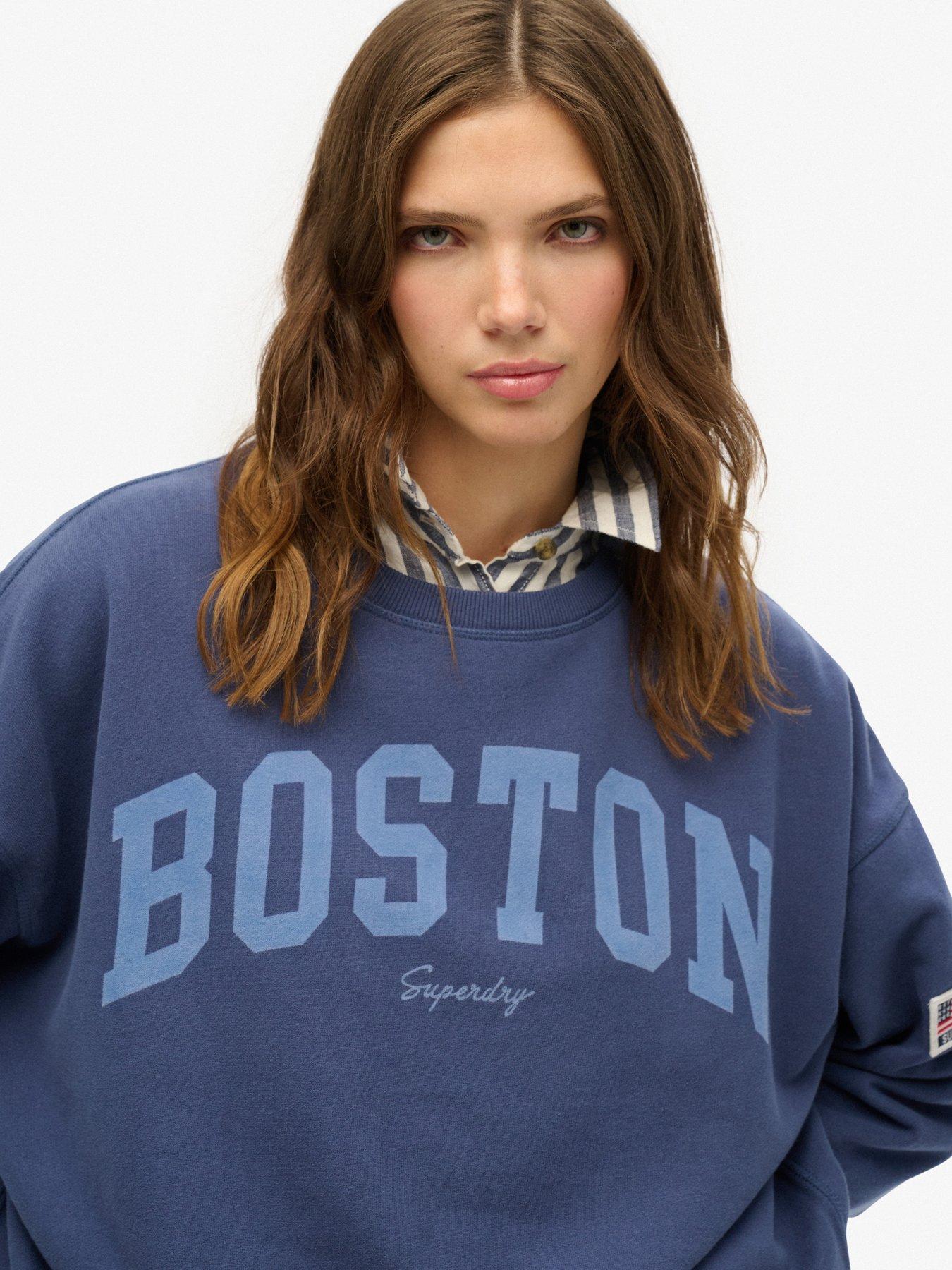 Image 4 of 5 of Superdry Athletic Essentials Relaxed Crew Sweatshirt - Navy