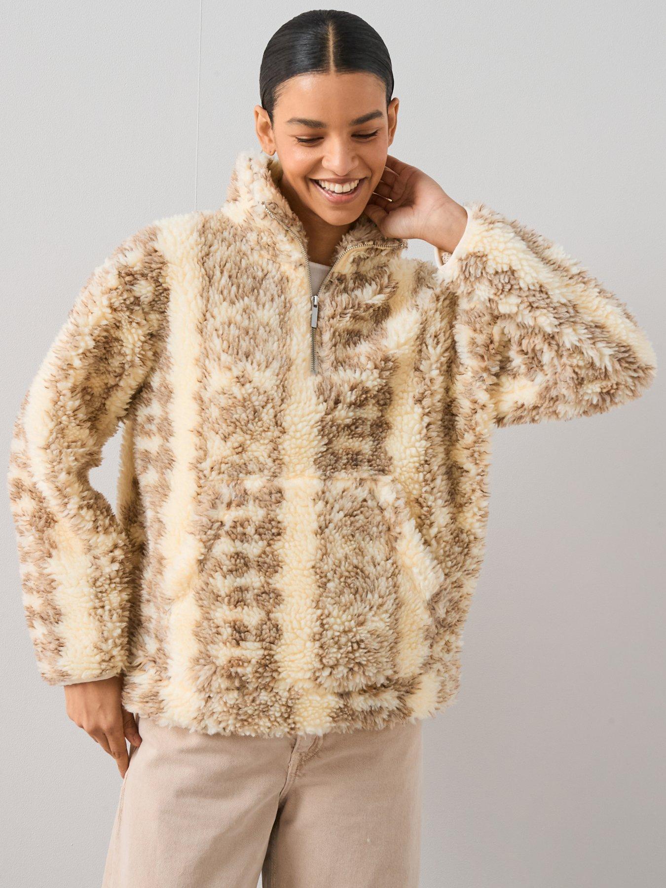 V by Very Half Zip Printed Borg Fleece  - Multi