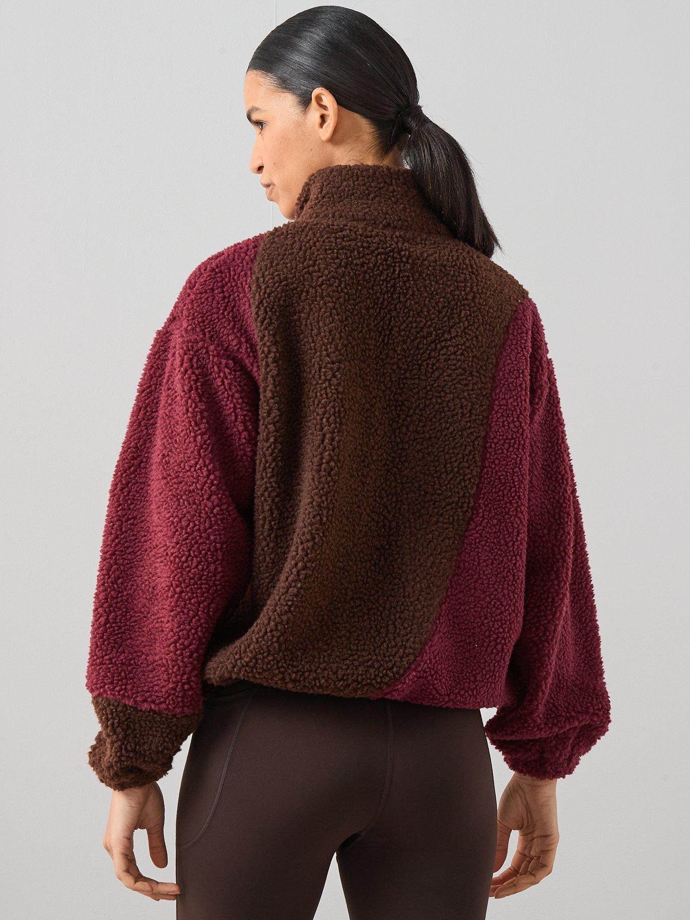 Image 2 of 7 of The Very Collection Colour Block Borg Fleece- Burgundy