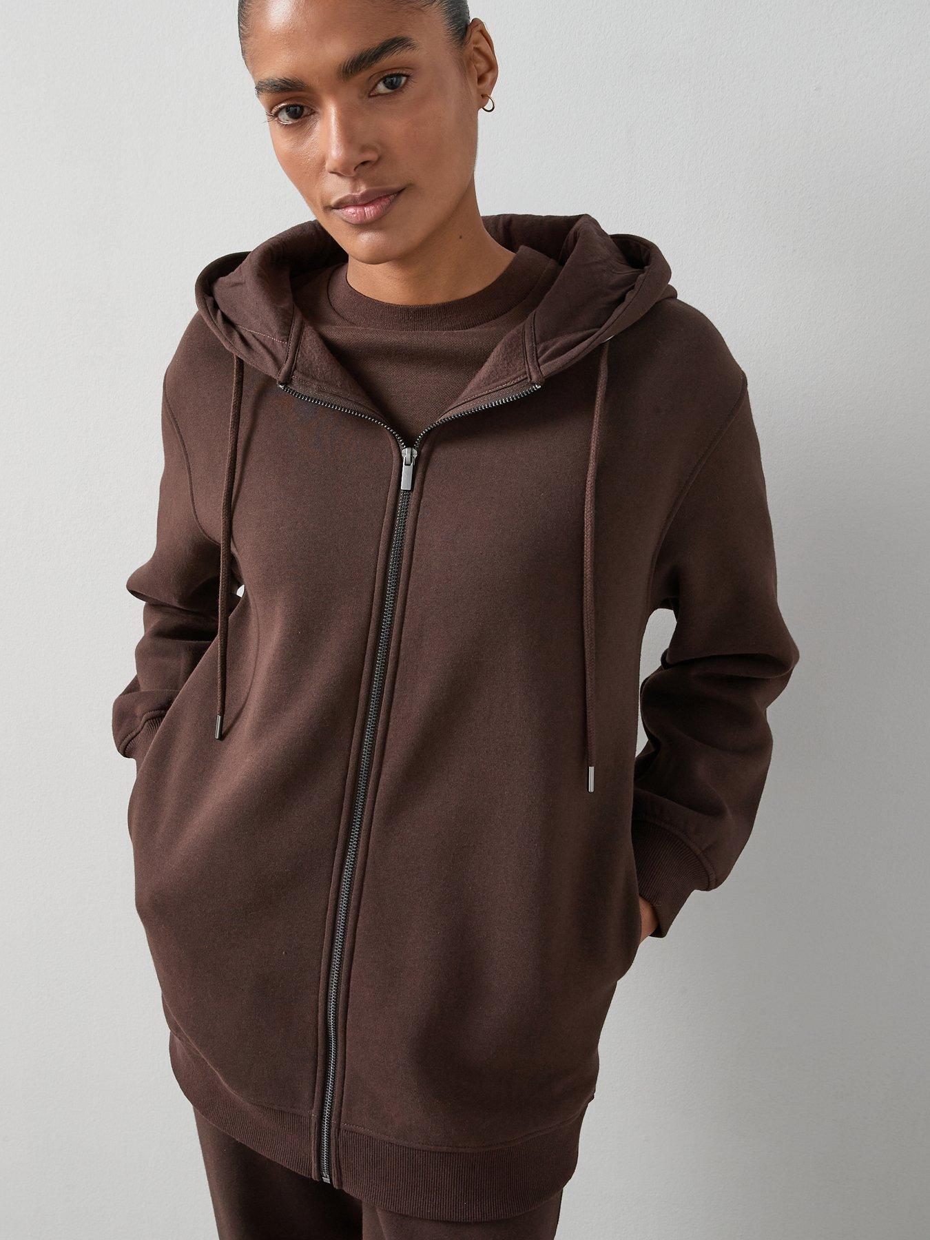Image 5 of 6 of The Very Collection Longline Essential Zip Up Hoody - Brown