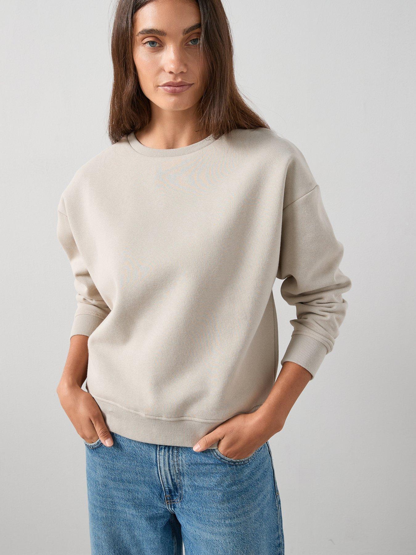 The Very Collection Crew Neck Oversized Essential Sweatshirt- Taupe