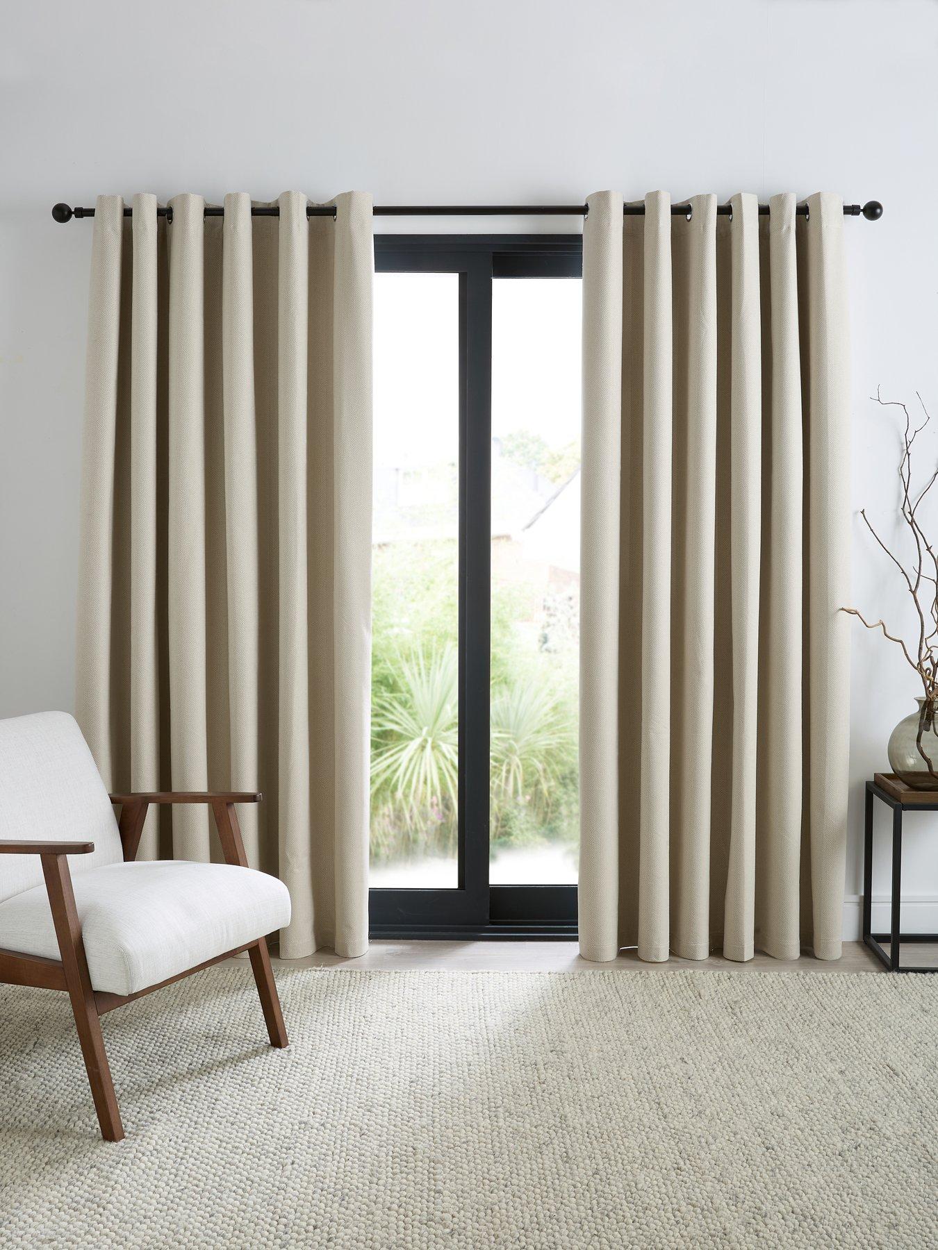 undefined Chesterfield Herringbone Blackout Eyelet Curtains