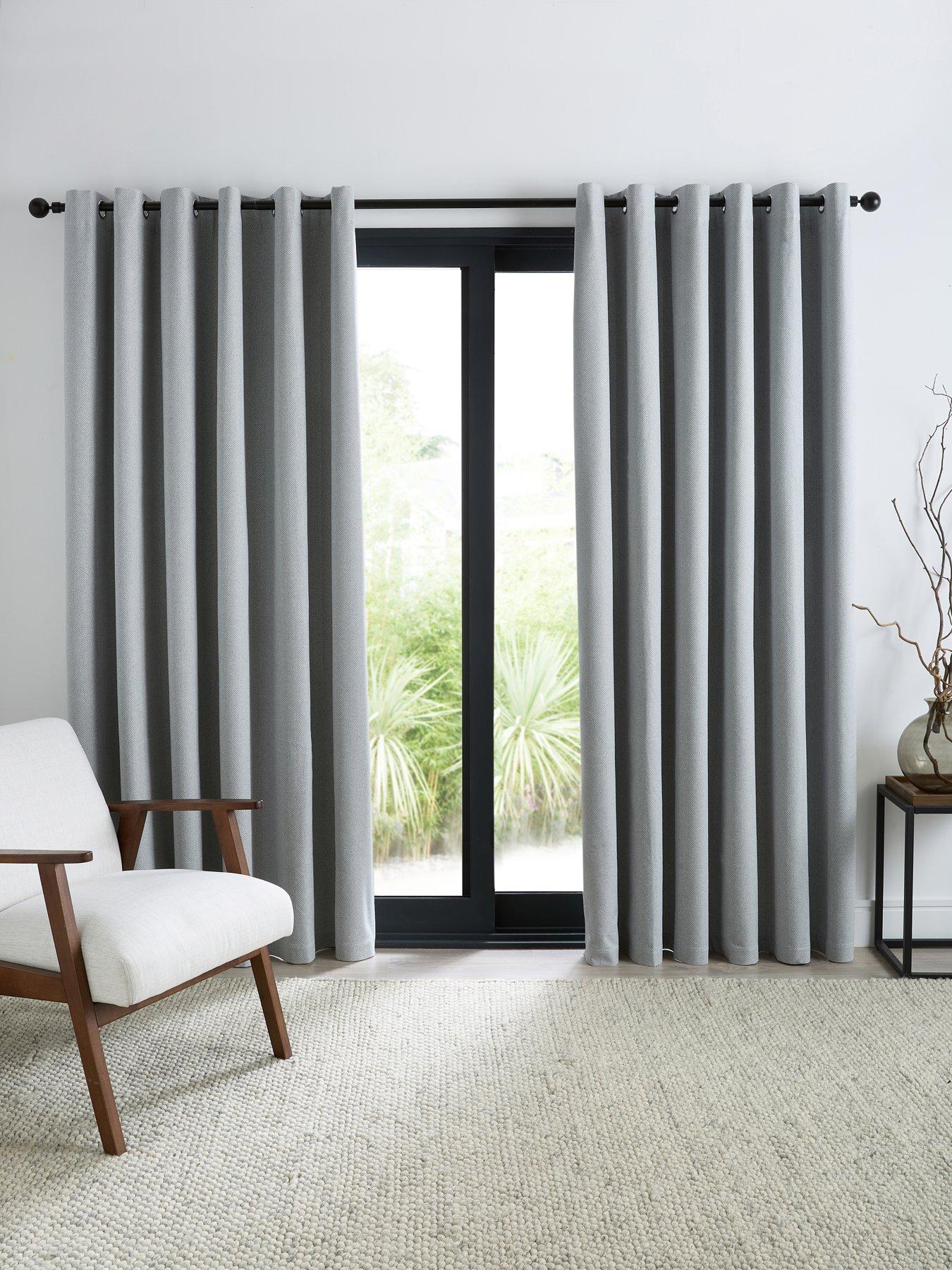 undefined Chesterfield Herringbone Blackout Eyelet Curtains