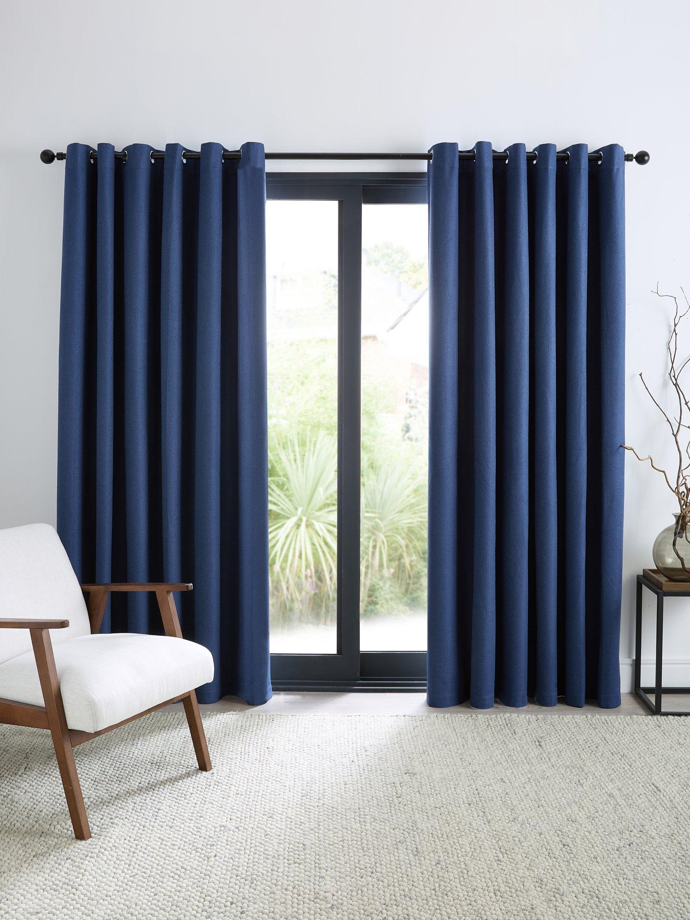 undefined Chesterfield Herringbone Blackout Eyelet Curtains
