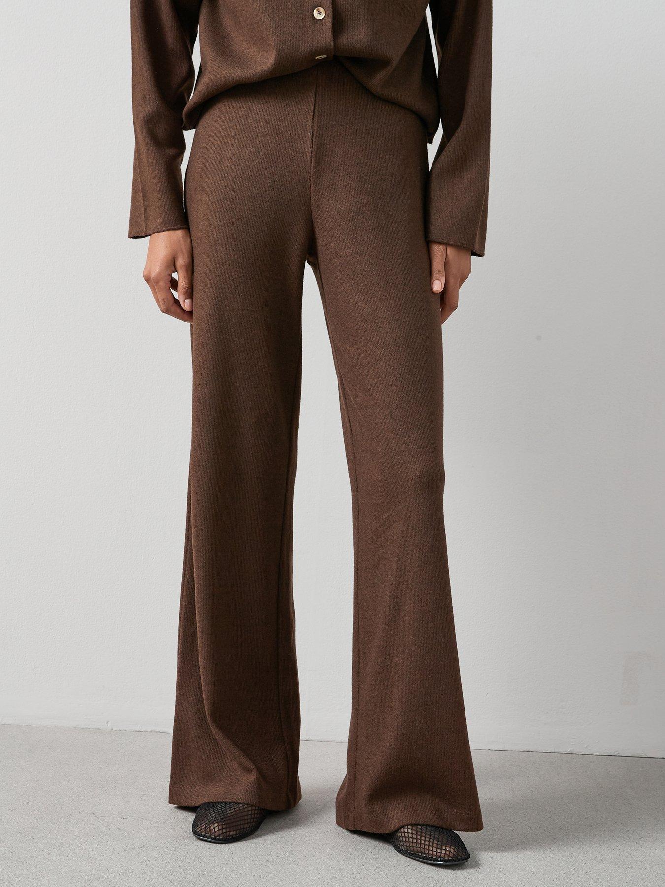 The Very Collection Textured Wide Leg Trouser Co-Ord - Brown