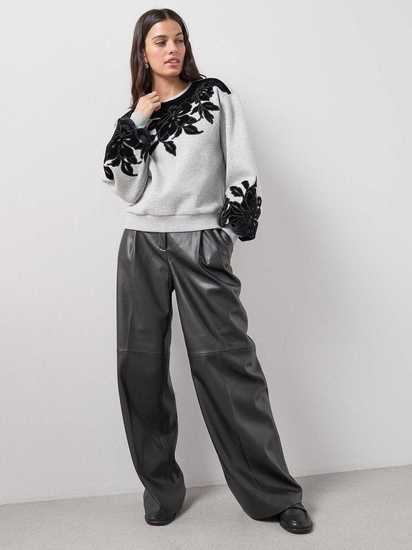 Image 3 of 7 of The Very Collection Flocked Sweatshirt - Grey