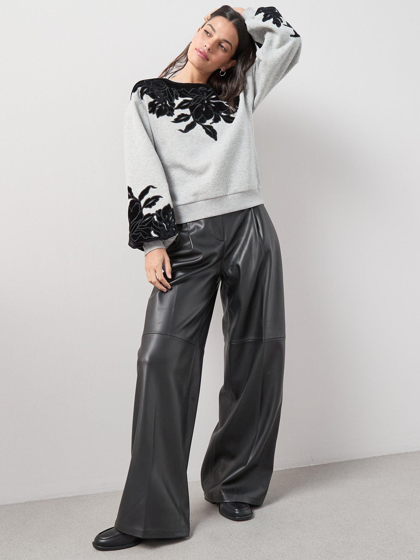Image 5 of 7 of The Very Collection Flocked Sweatshirt - Grey
