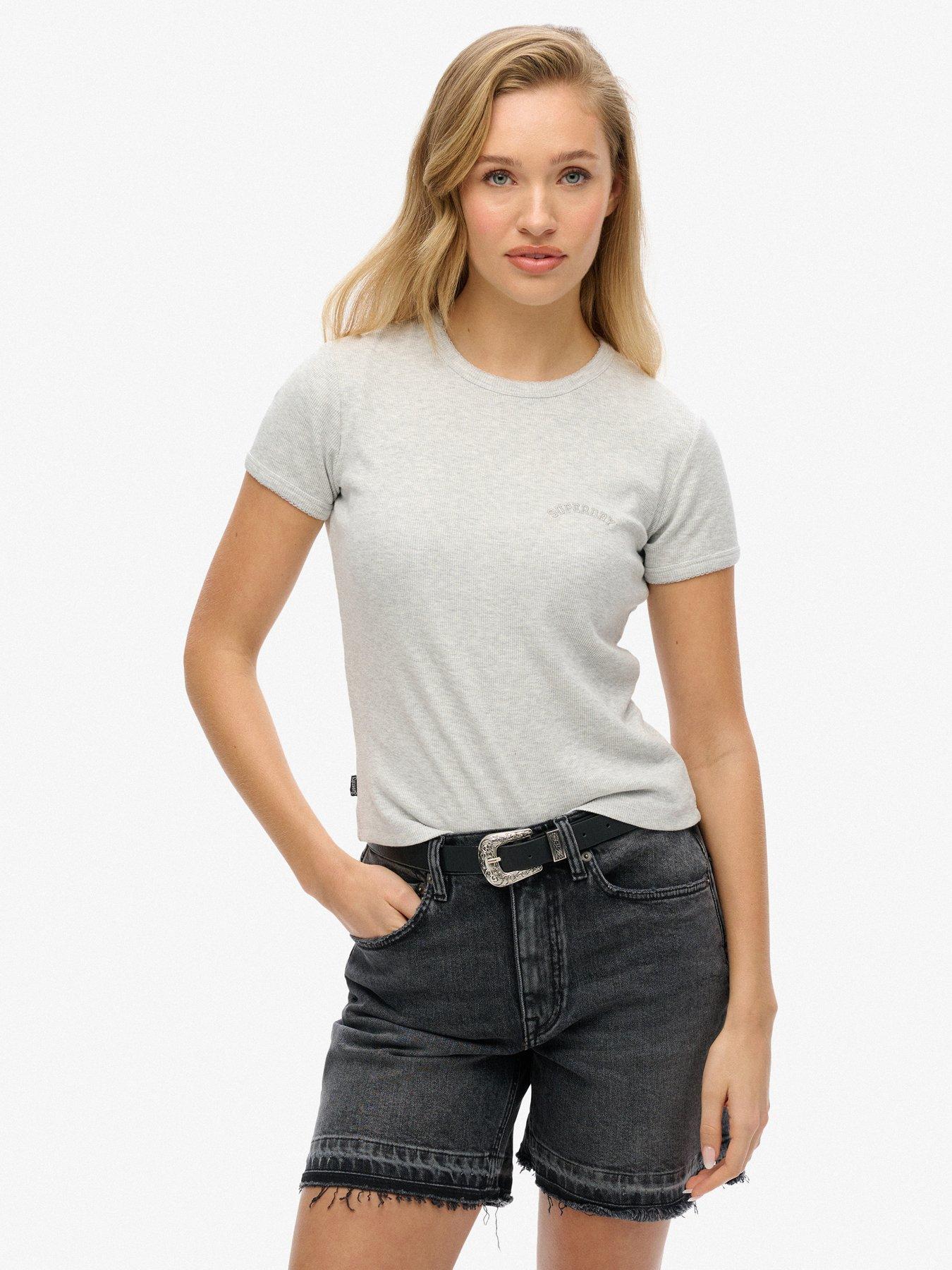 undefined Essential Logo Rib T-shirt - Grey