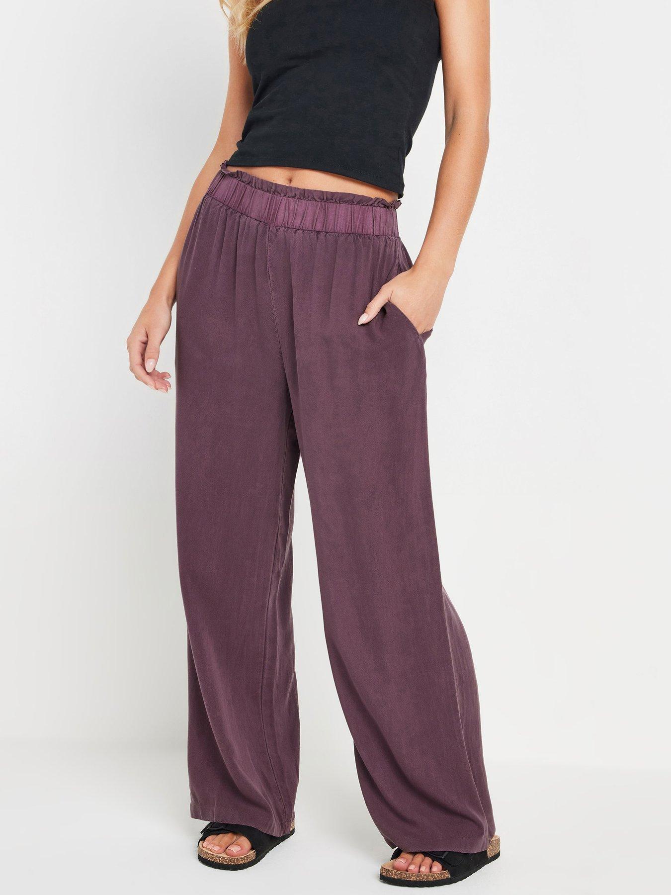 M&Co Petite Acid Wash Wide Leg Trousers Very