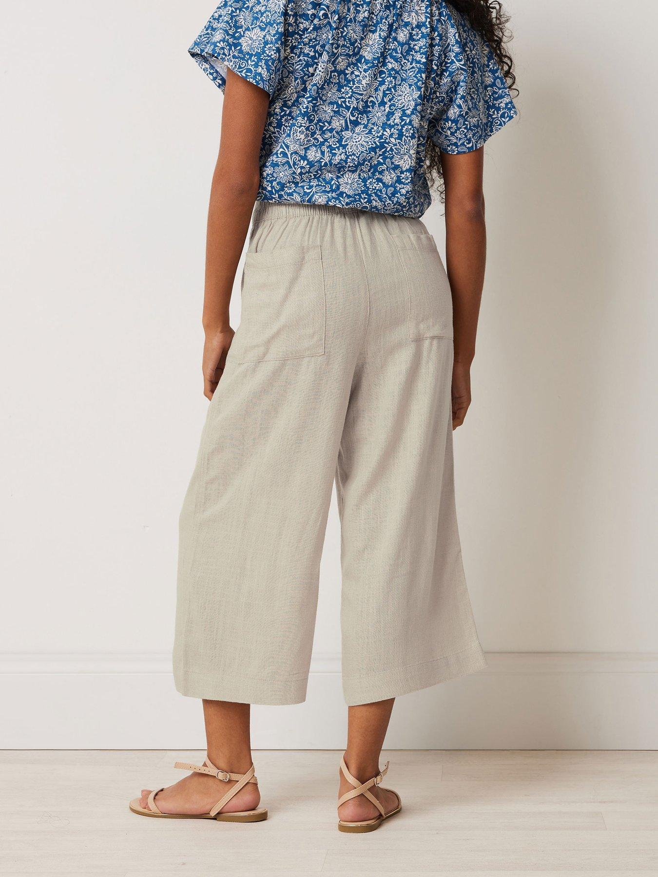 Image 2 of 4 of M&Co Petite Linen Wide Leg Crop Trouser