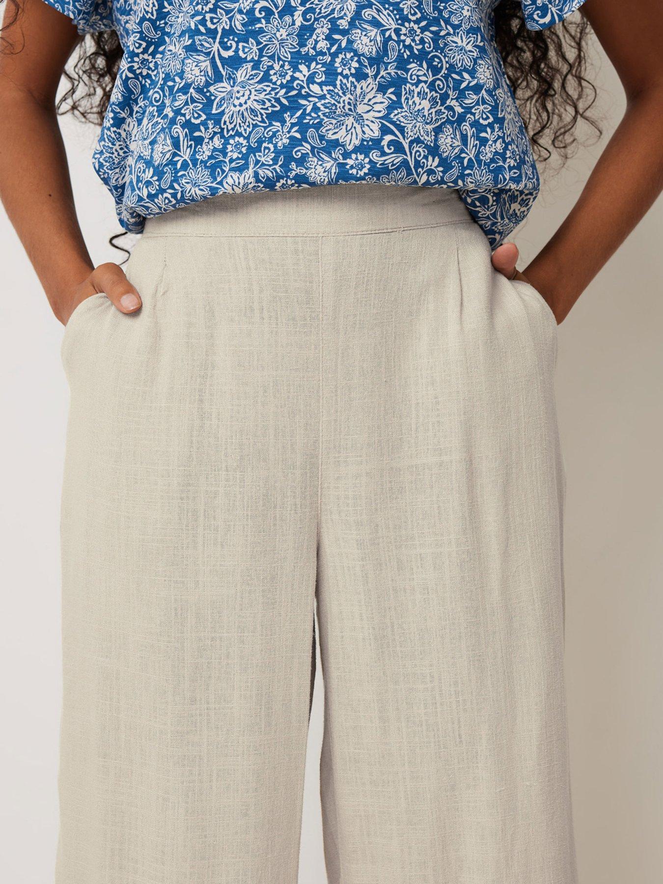 Image 4 of 4 of M&Co Petite Linen Wide Leg Crop Trouser