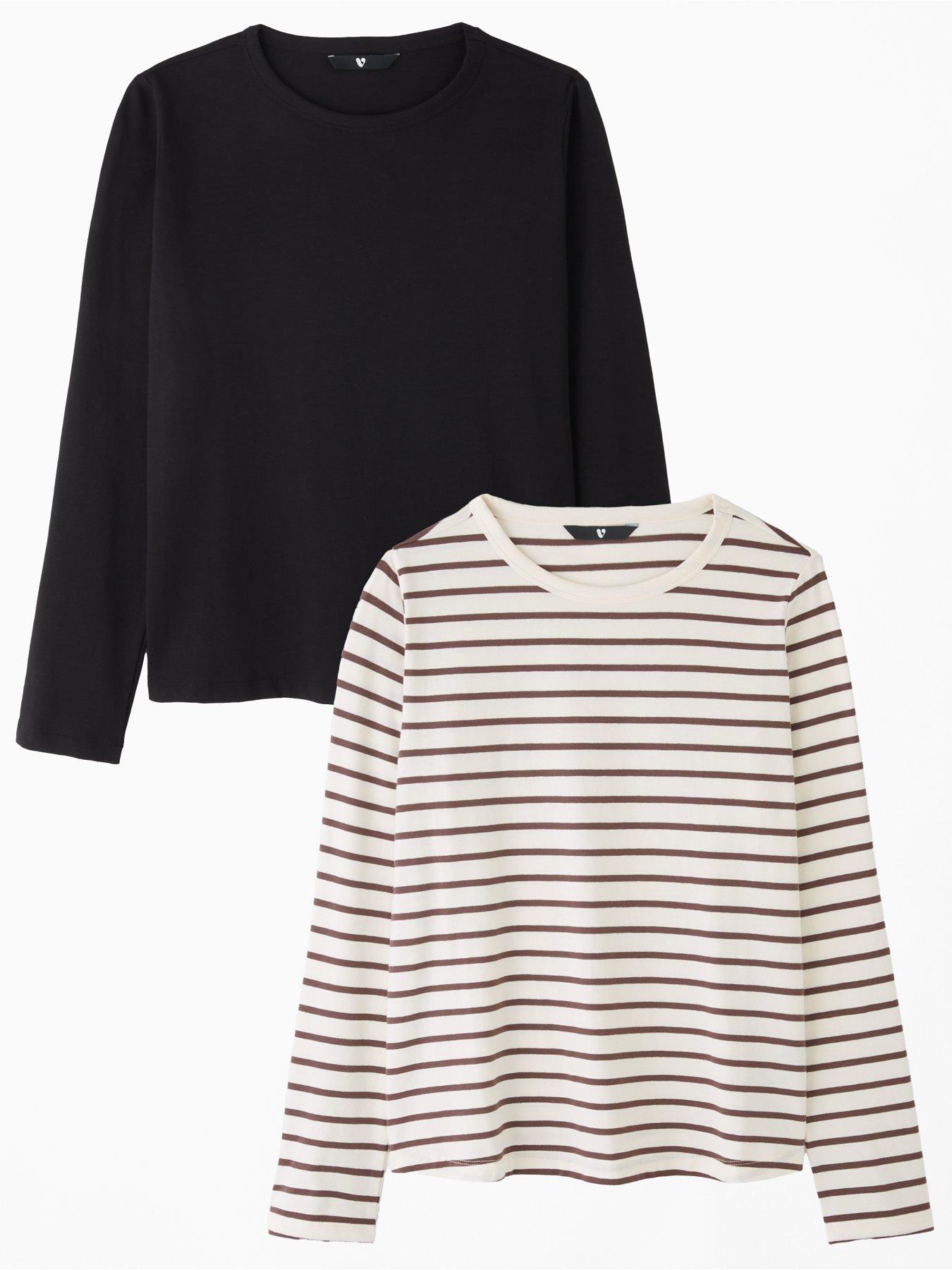 Image 1 of 7 of The Very Collection 2 Pack Long Sleeve Crew T-Shirts - Multi