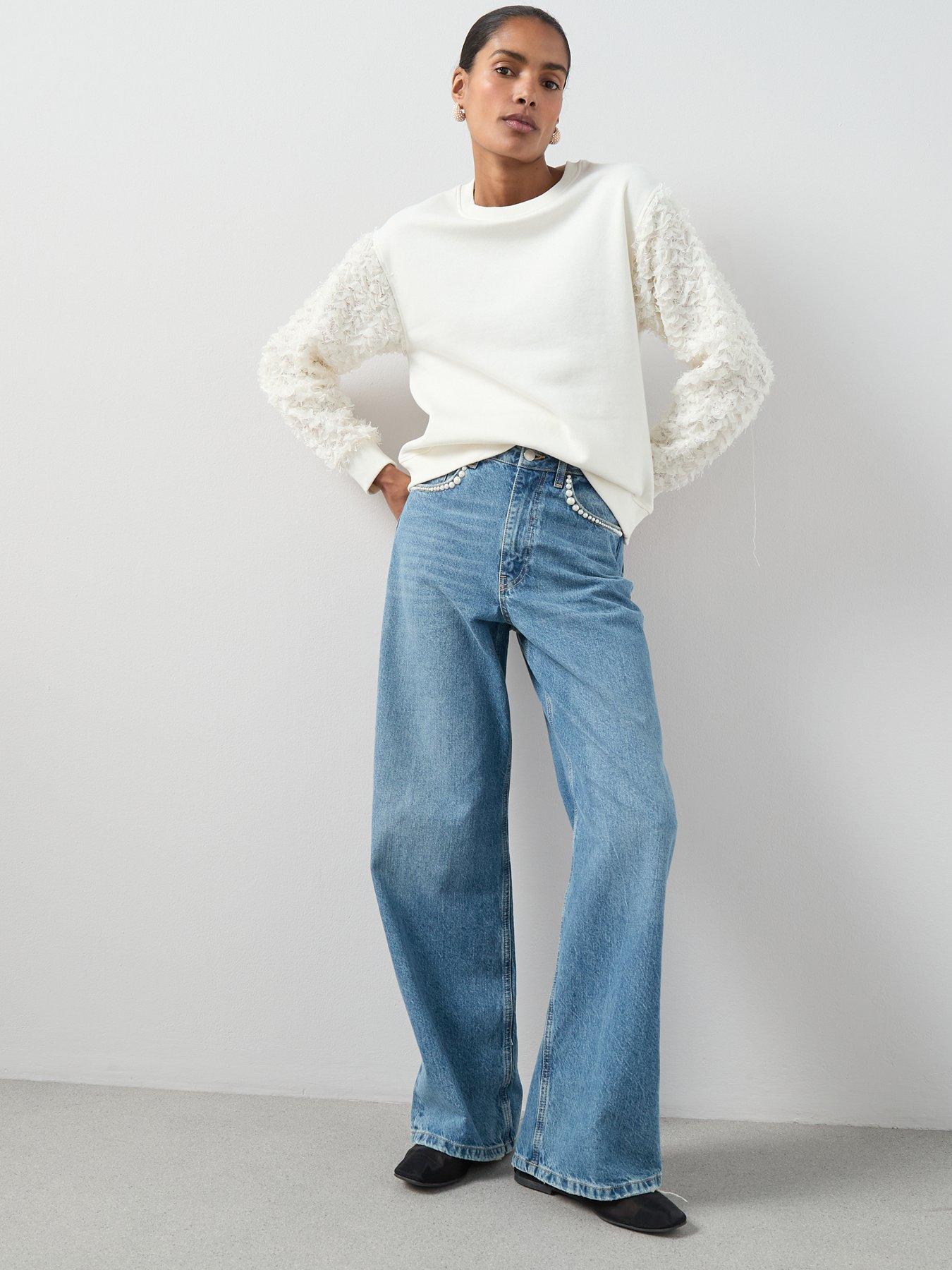 Image 3 of 6 of The Very Collection Lace Sleeve Top - Cream
