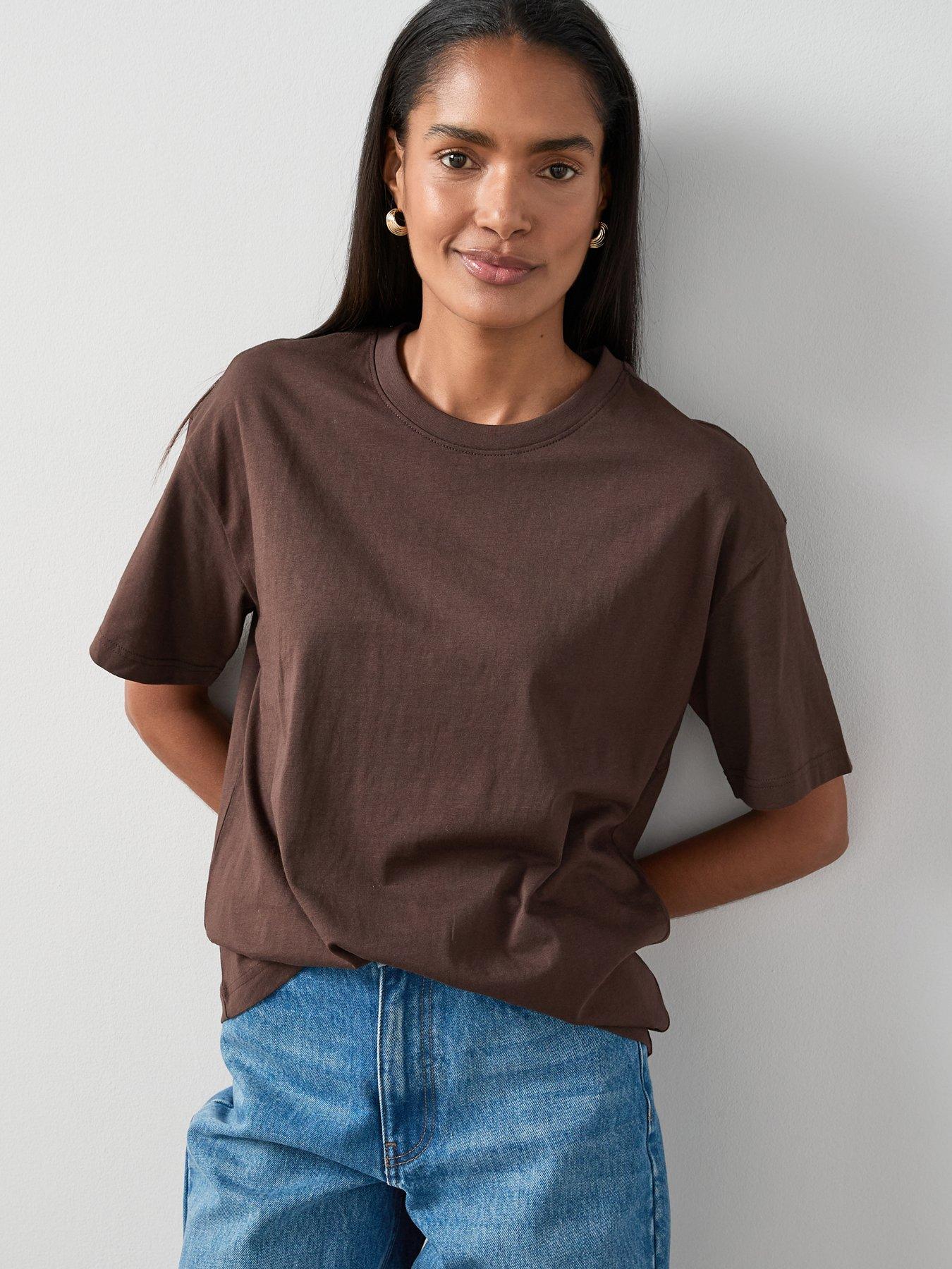 The Very Collection Crew Neck Essential Oversized T-shirt - Brown