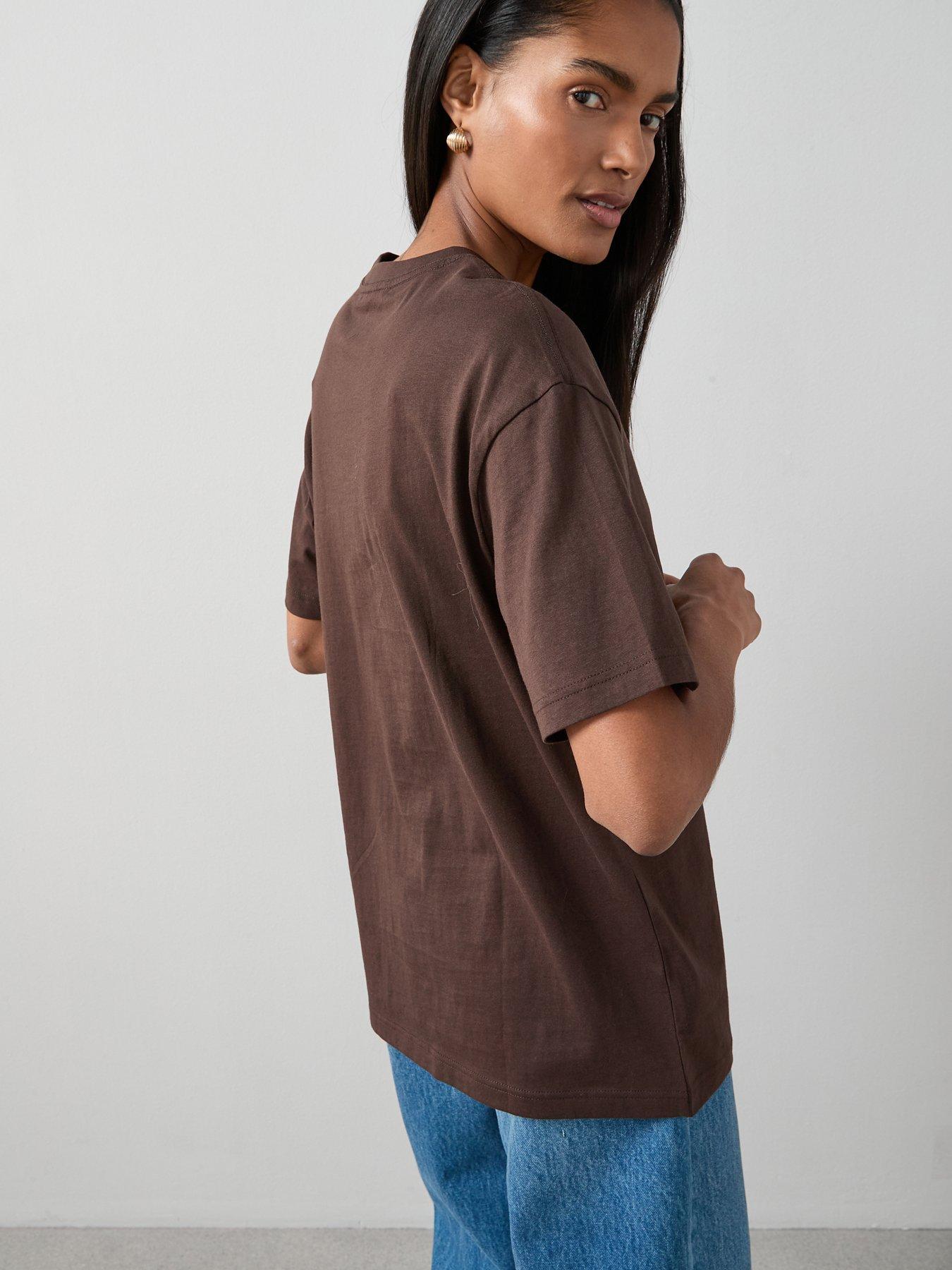 Image 2 of 5 of The Very Collection Crew Neck Essential Oversized T-shirt - Brown