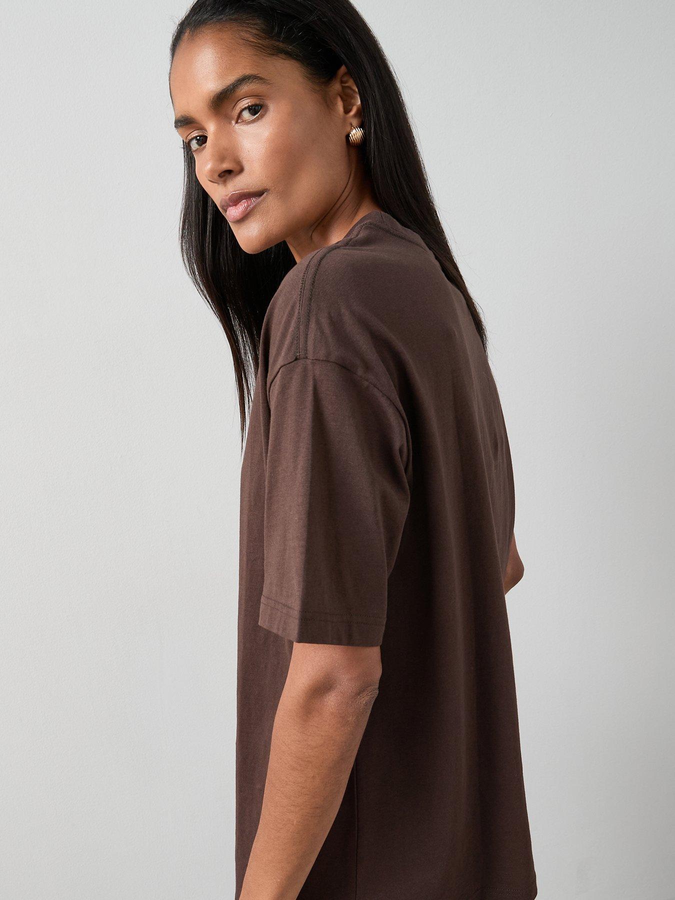 Image 4 of 5 of The Very Collection Crew Neck Essential Oversized T-shirt - Brown