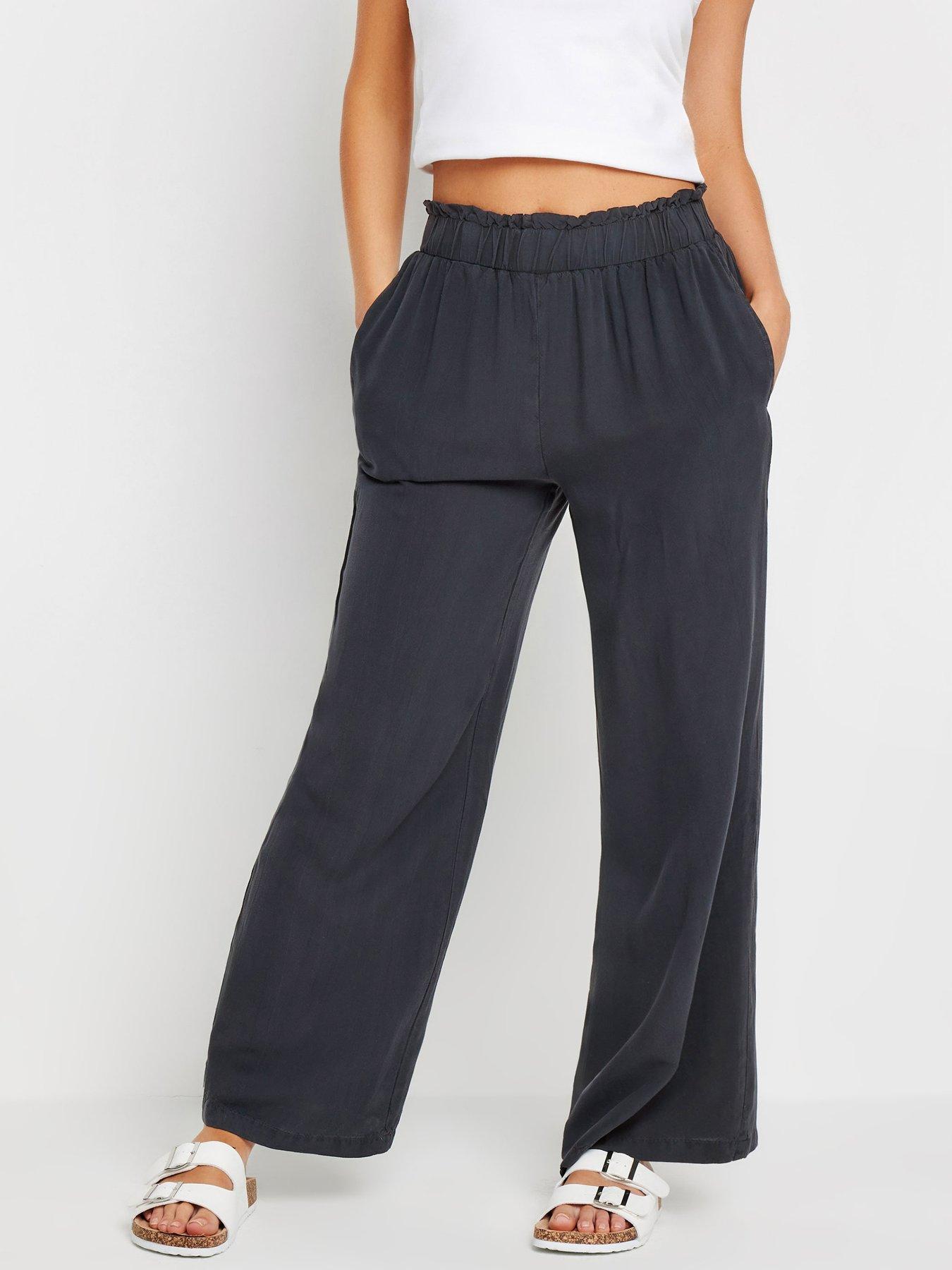 undefined Petite Acid Wash Wide Leg Trousers