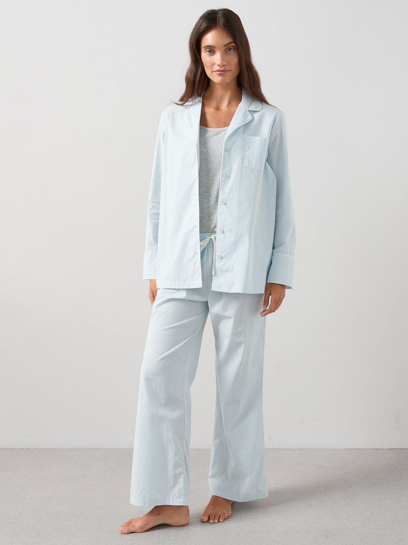 The Very Collection 3 Piece Vest And Stripe Woven Revere Pyjama Set ...