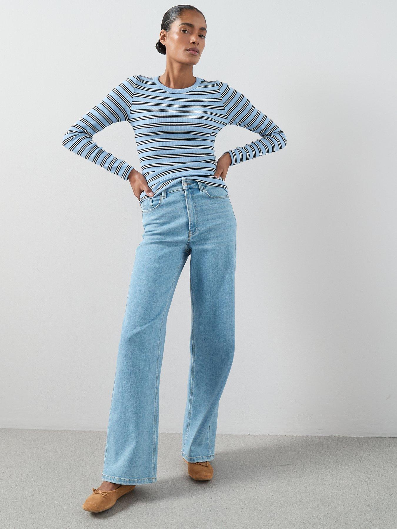 Image 5 of 6 of The Very Collection Crew Stripe Long Sleeve Top - Blue