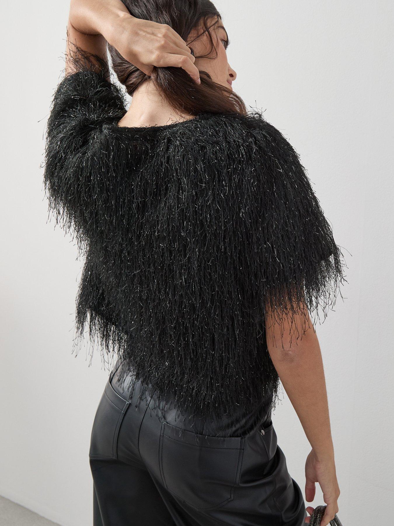 Image 2 of 7 of The Very Collection Tassel Short Sleeve Top - Black