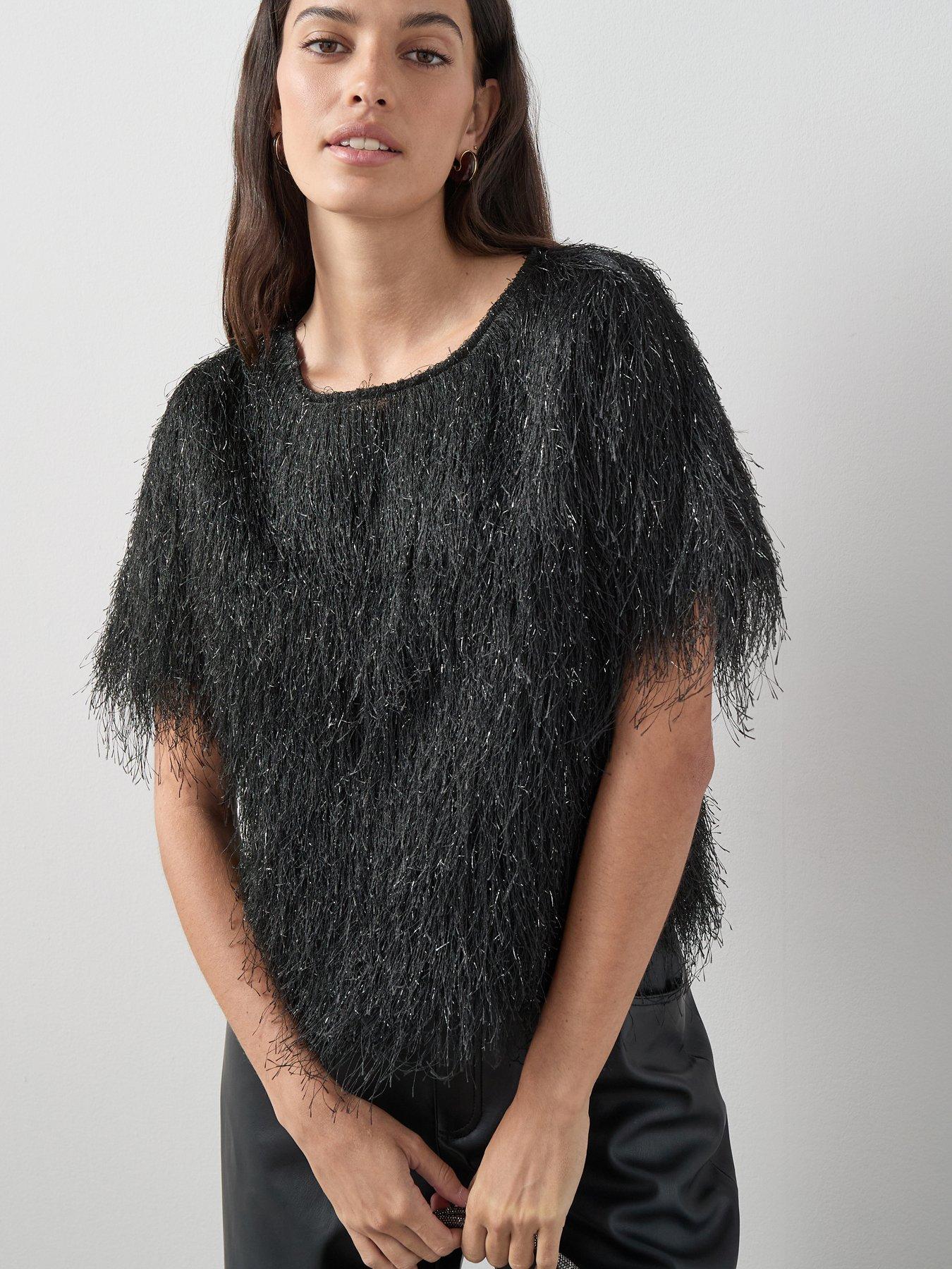 Image 5 of 7 of The Very Collection Tassel Short Sleeve Top - Black