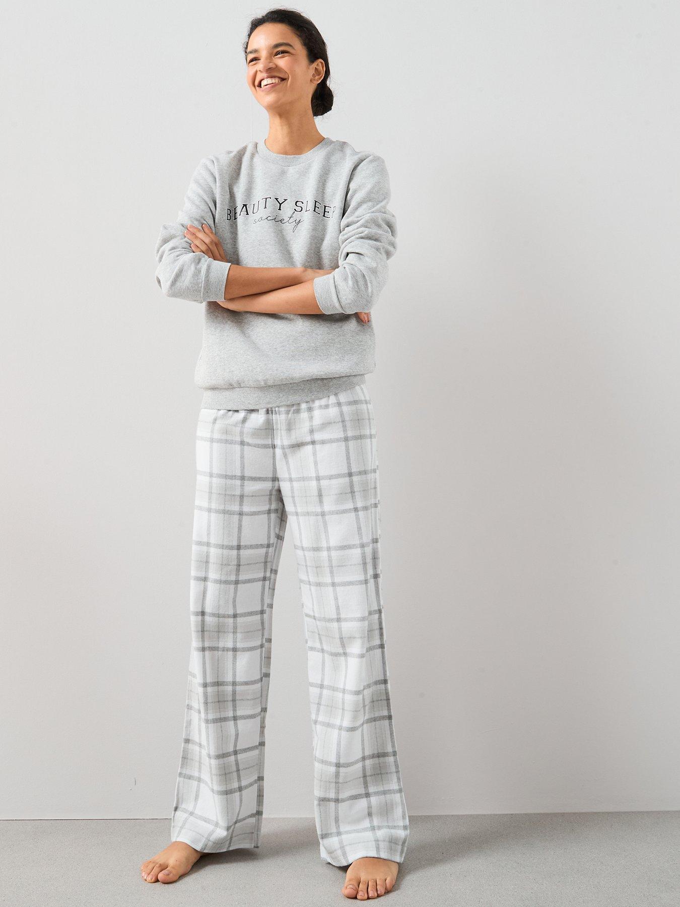 QUCH Women's Pajamas Set – Cozy Gray Cup Print Pajamas In X-Small To Small
