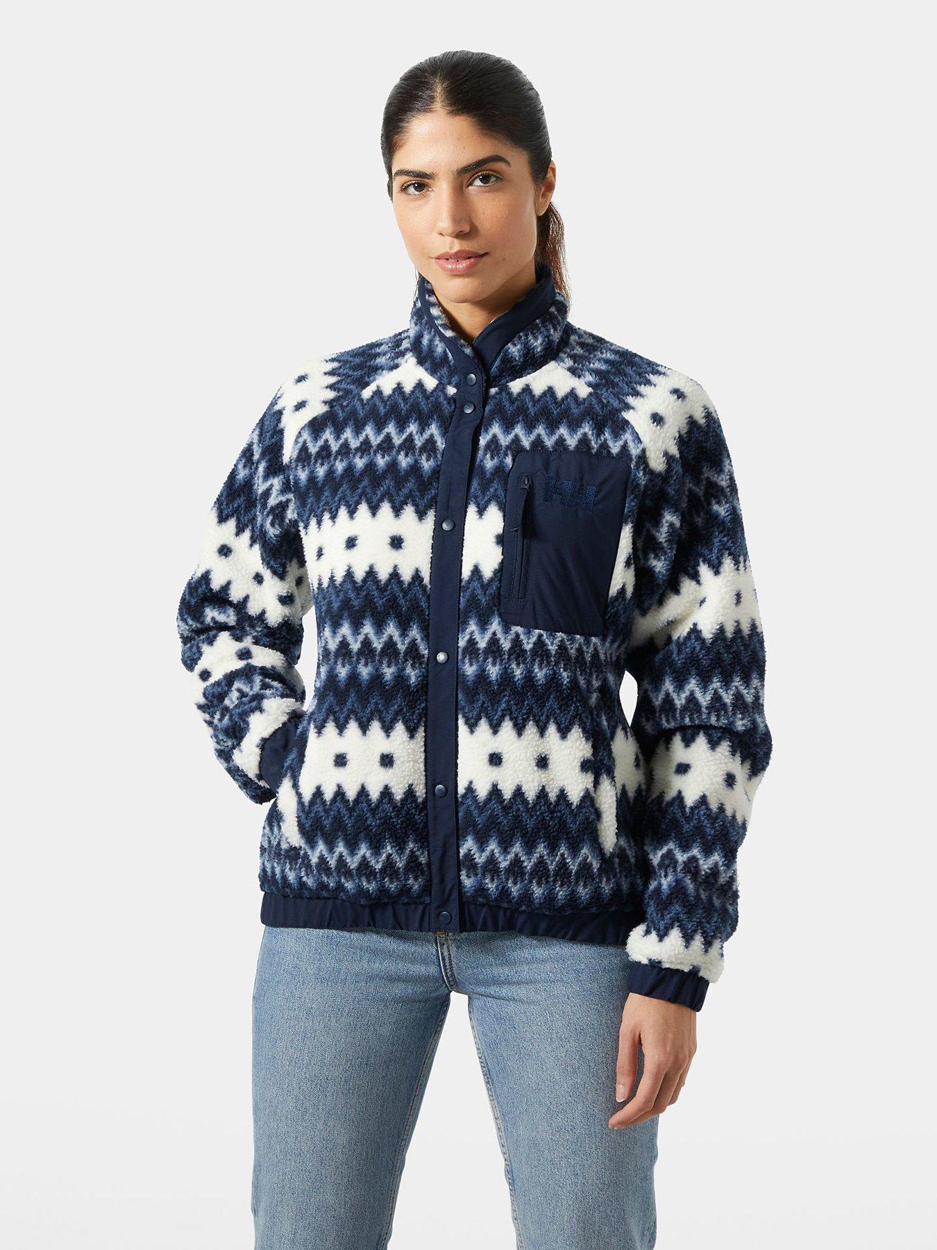 Helly Hansen Womens Imperial Printed Pile Snap Fleece, Navy, Size S, Women