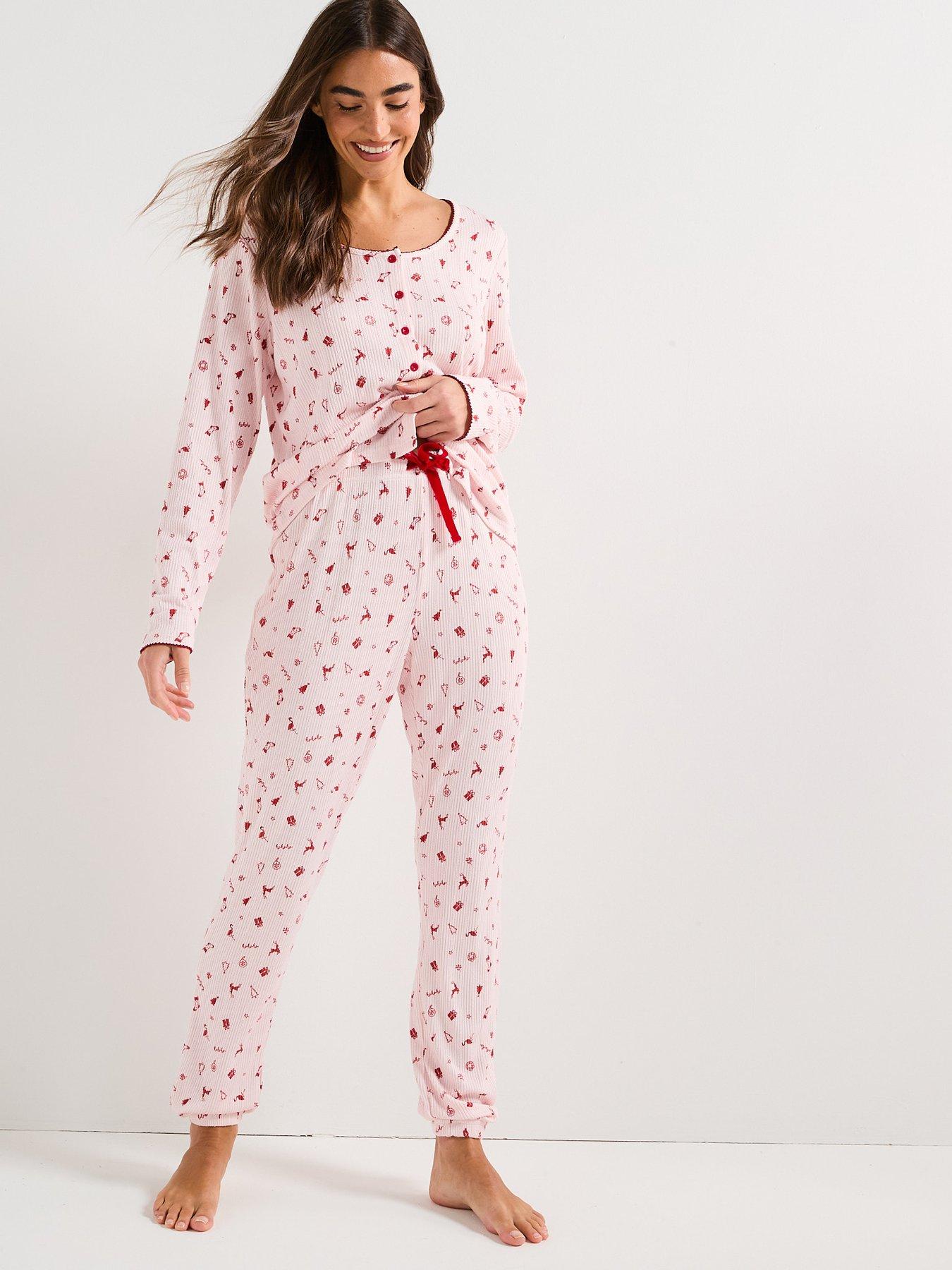 The Very Collection Womens Family Christmas Pyjama Pointelle Henley And ...