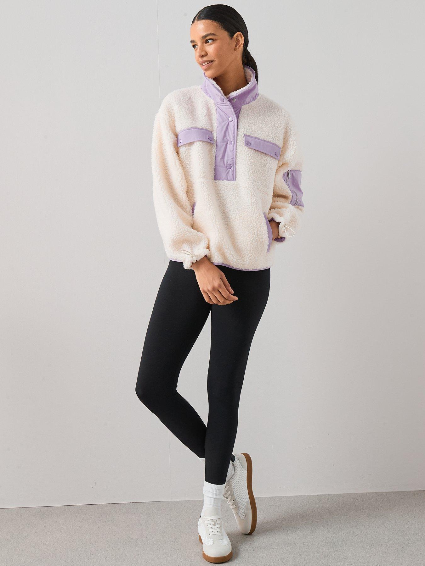 Image 3 of 6 of The Very Collection Woven Mix Borg Fleece - Cream