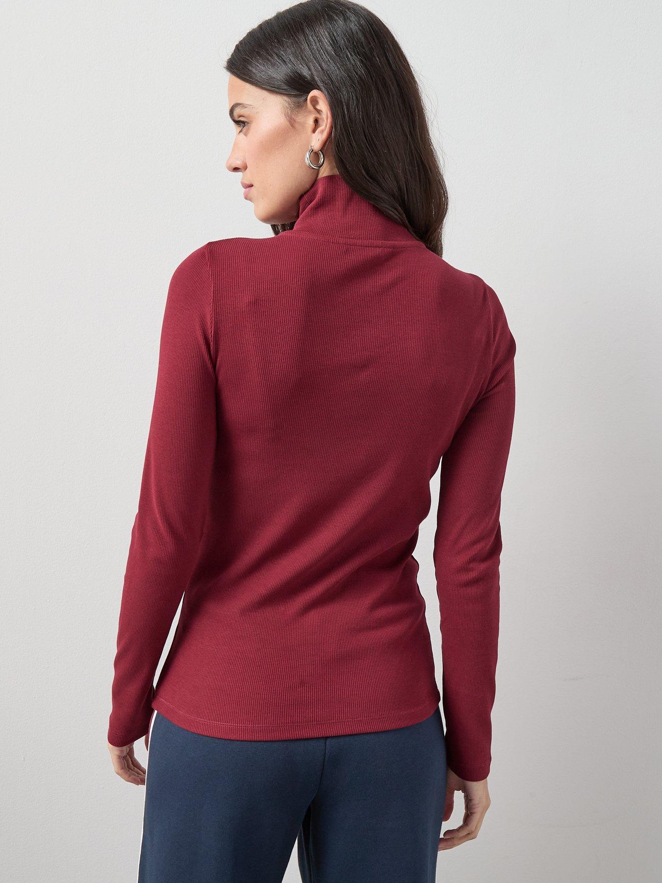 Burgundy Zip High Neck Coat main image 0