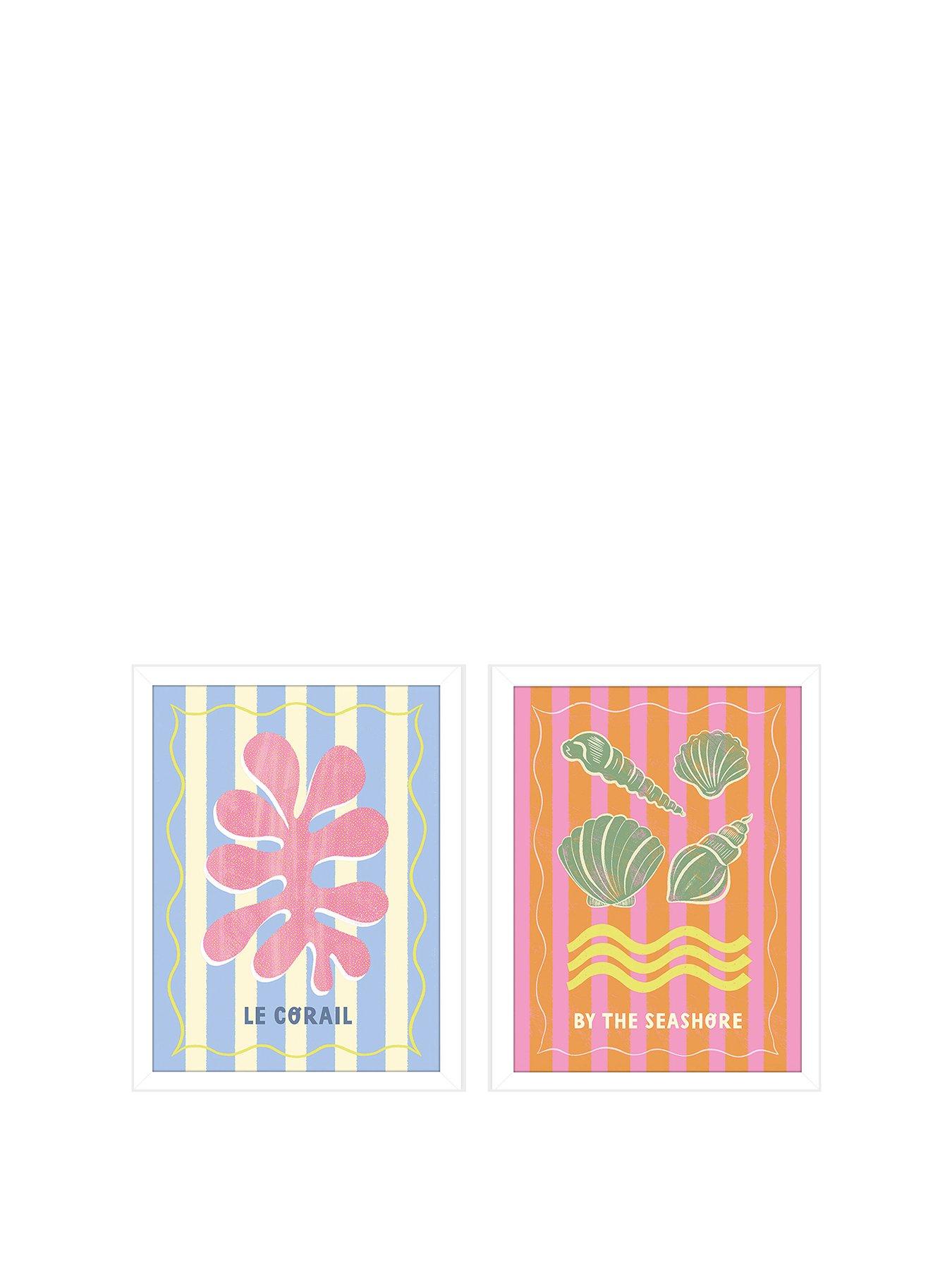 Image 2 of 2 of The Art Group Melissa Donne (le Corail / By The Seashore) Set Of 2 Framed Prints 33x43cms